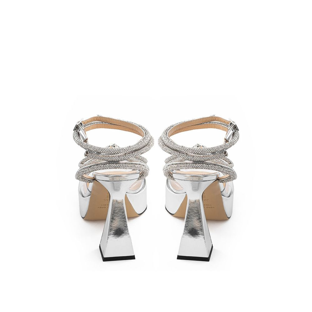 Elegant Silver Leather Platforms