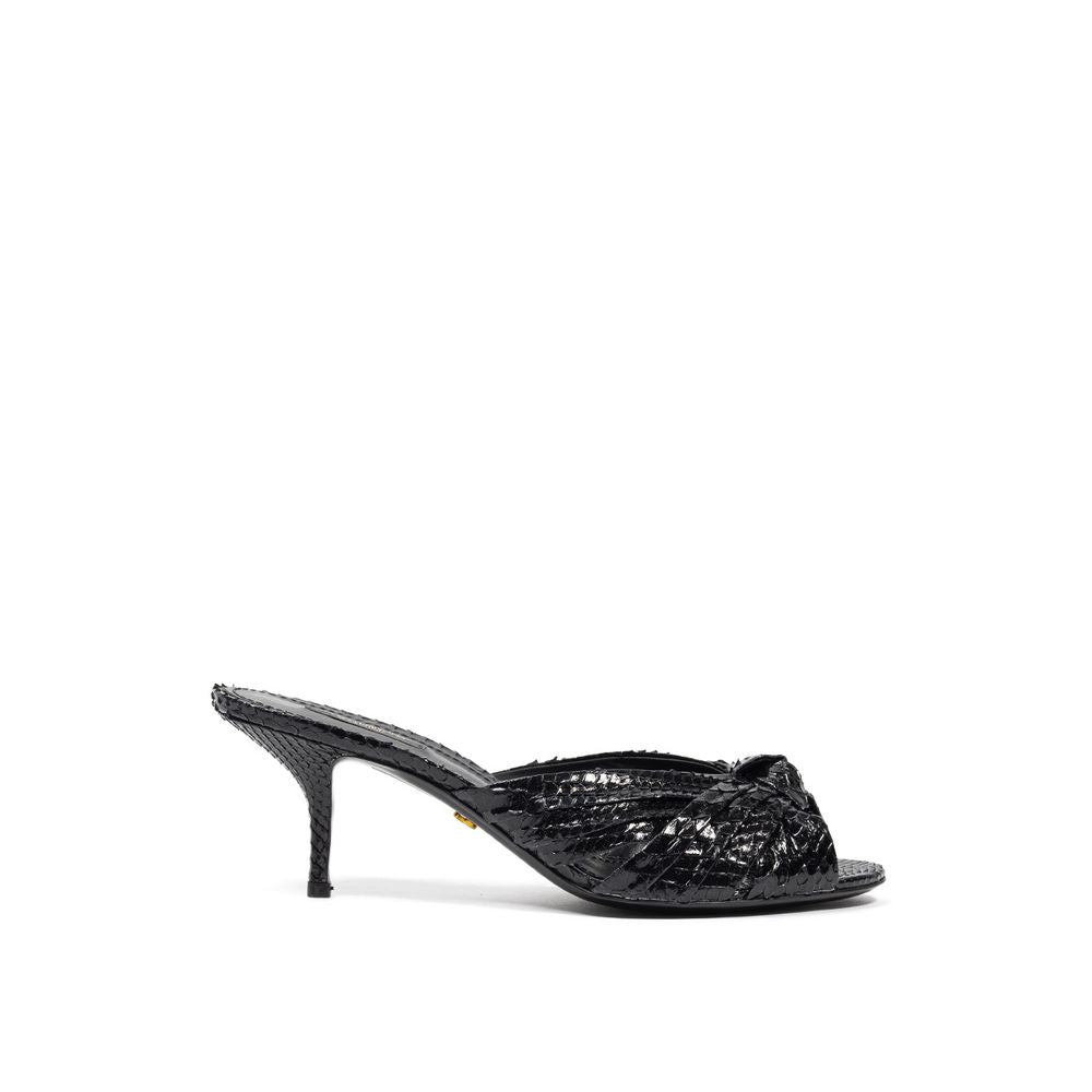 Black Snake Skin Platform Sandals