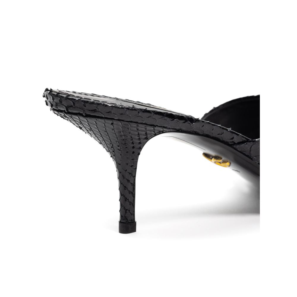 Black Snake Skin Platform Sandals