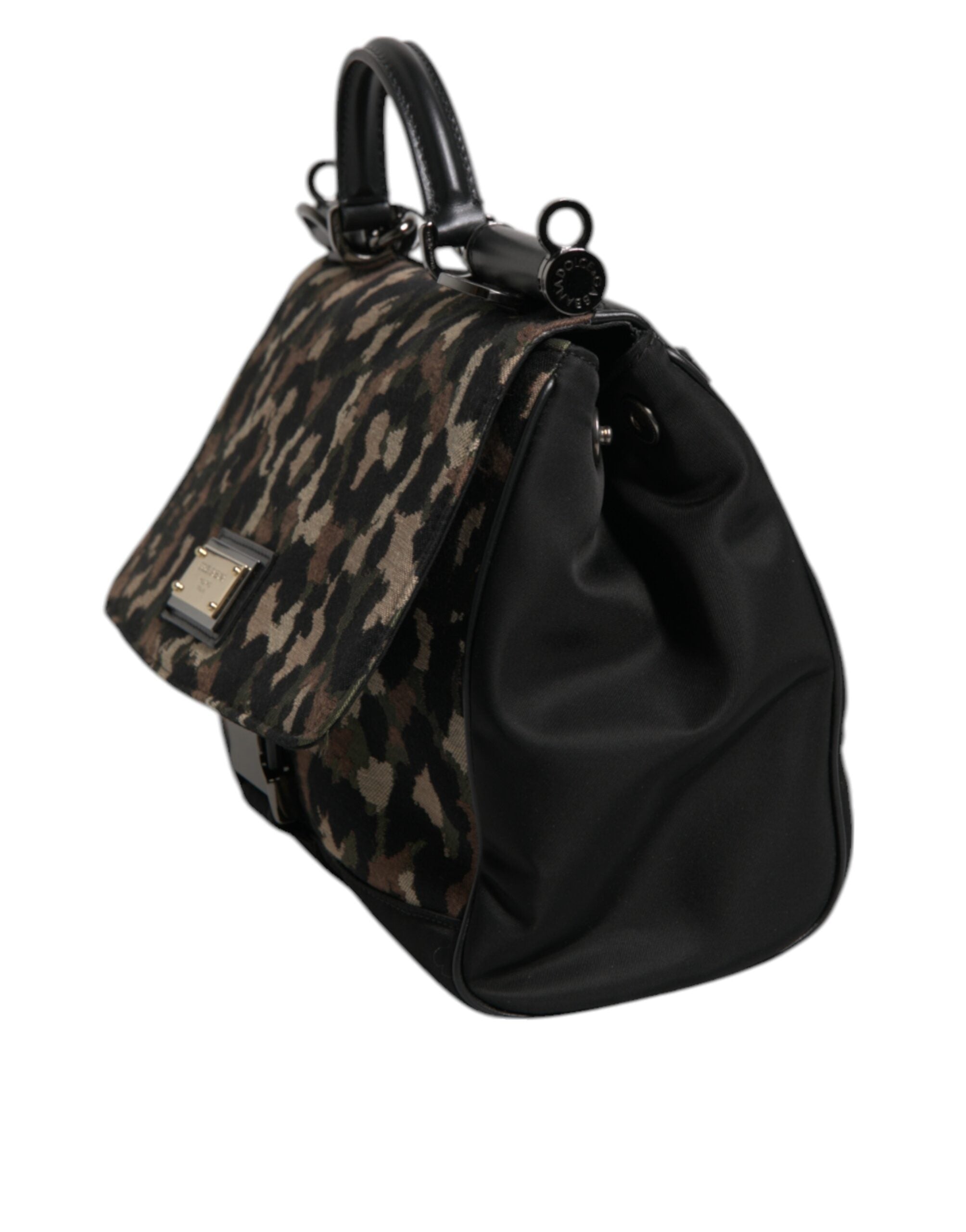 Hnědá leopardí lakovaná nylonová taška Sicily