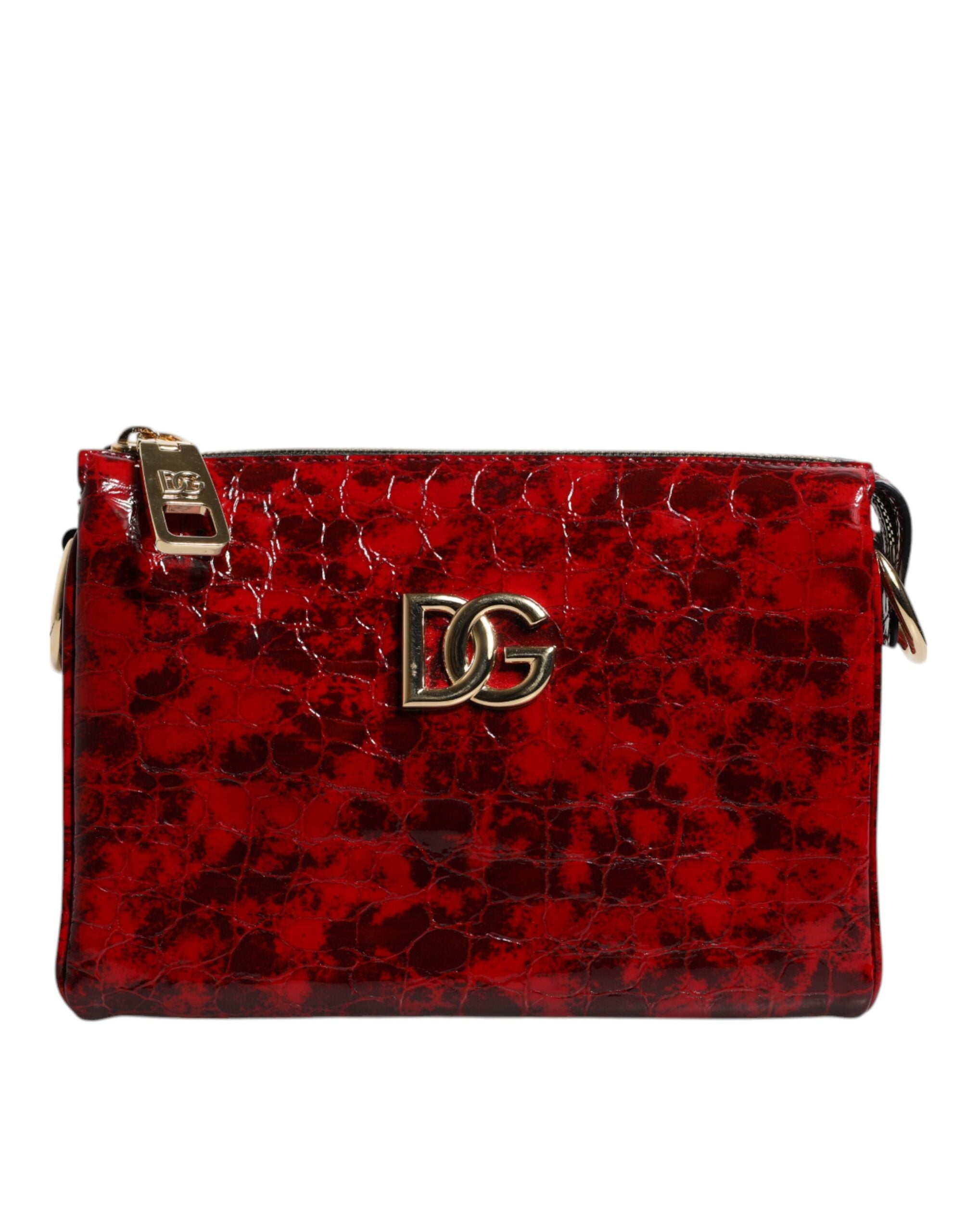Dámská crossbody kabelka s logem DG z červené exotické kůže