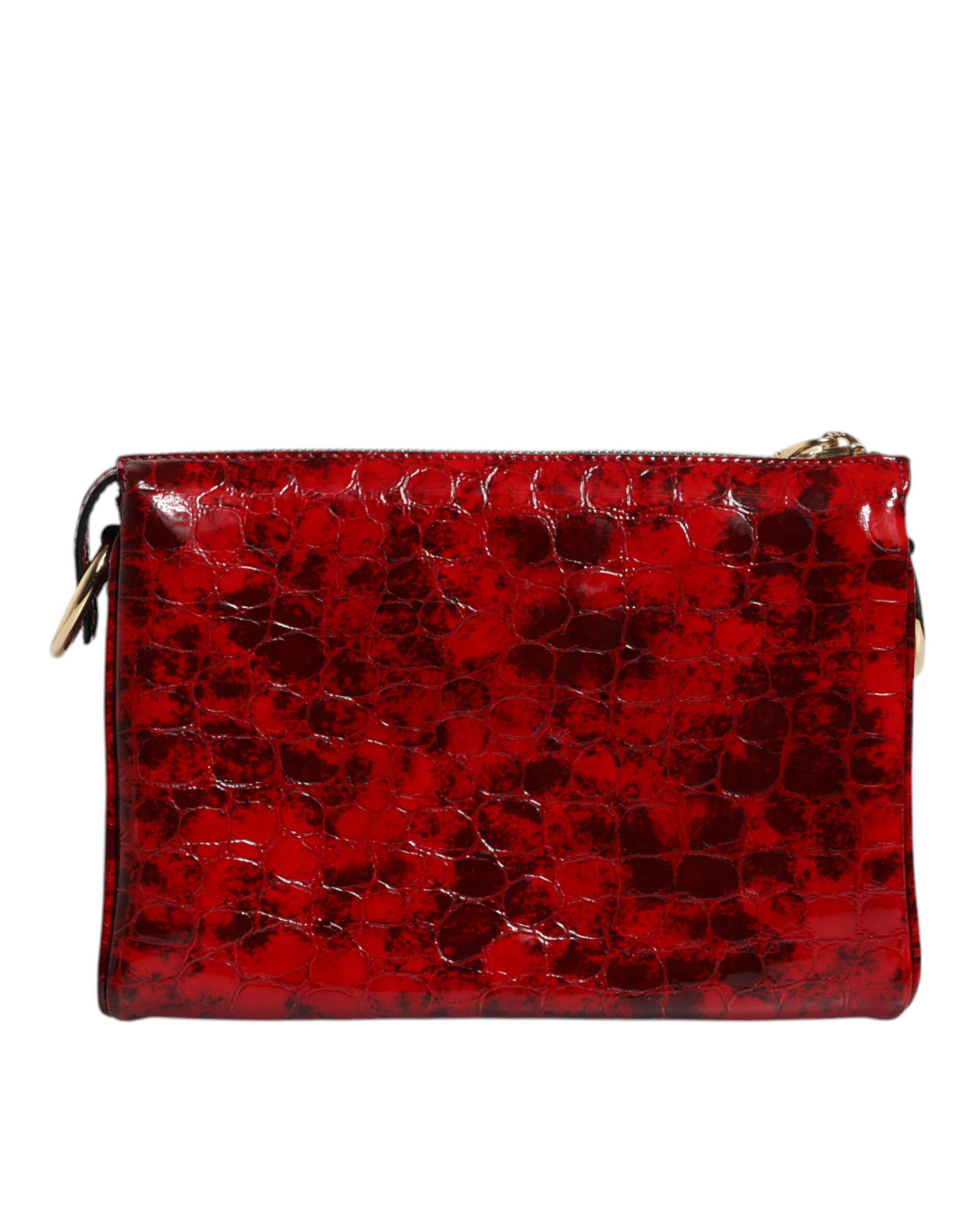 Dámská crossbody kabelka s logem DG z červené exotické kůže