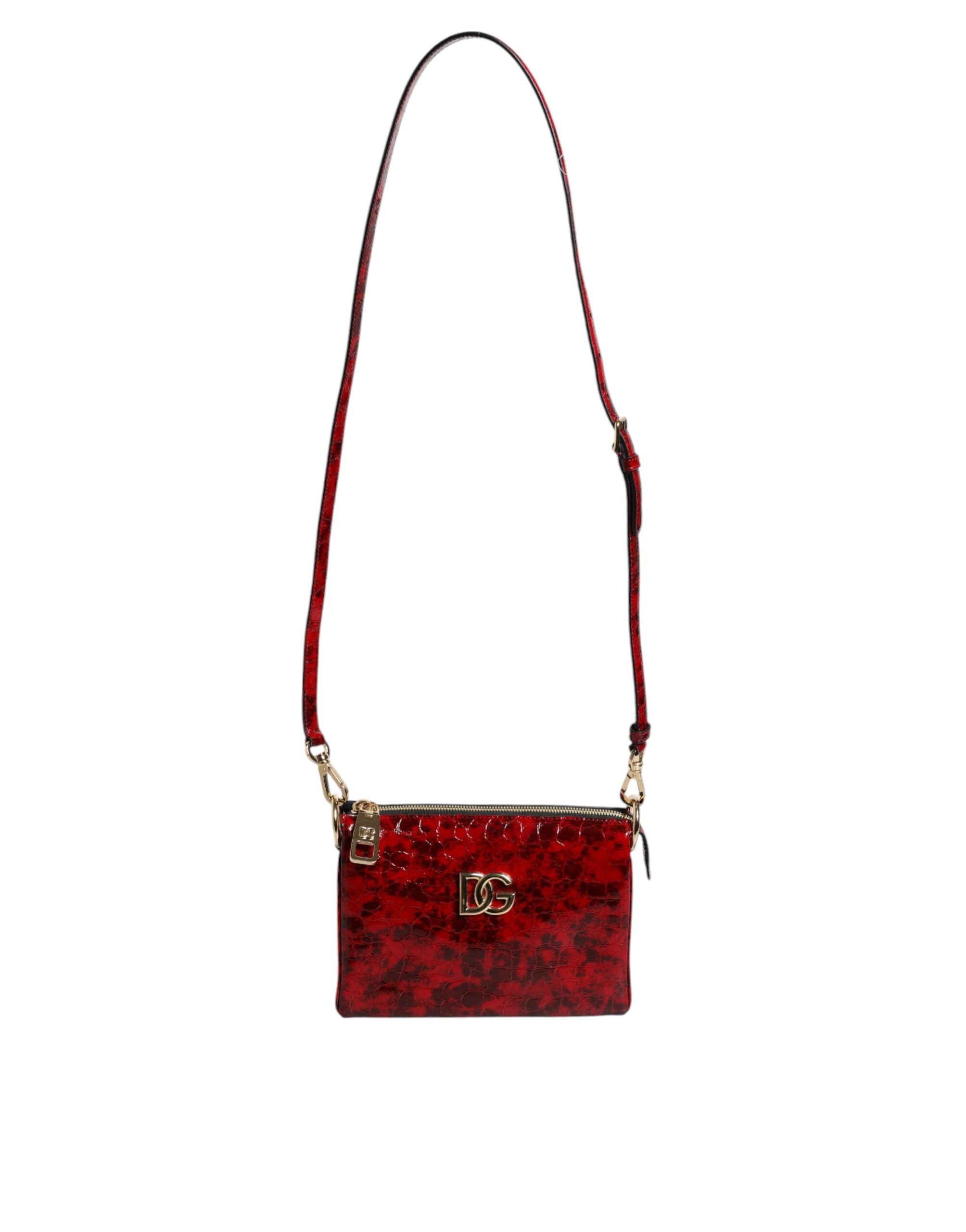Dámská crossbody kabelka s logem DG z červené exotické kůže