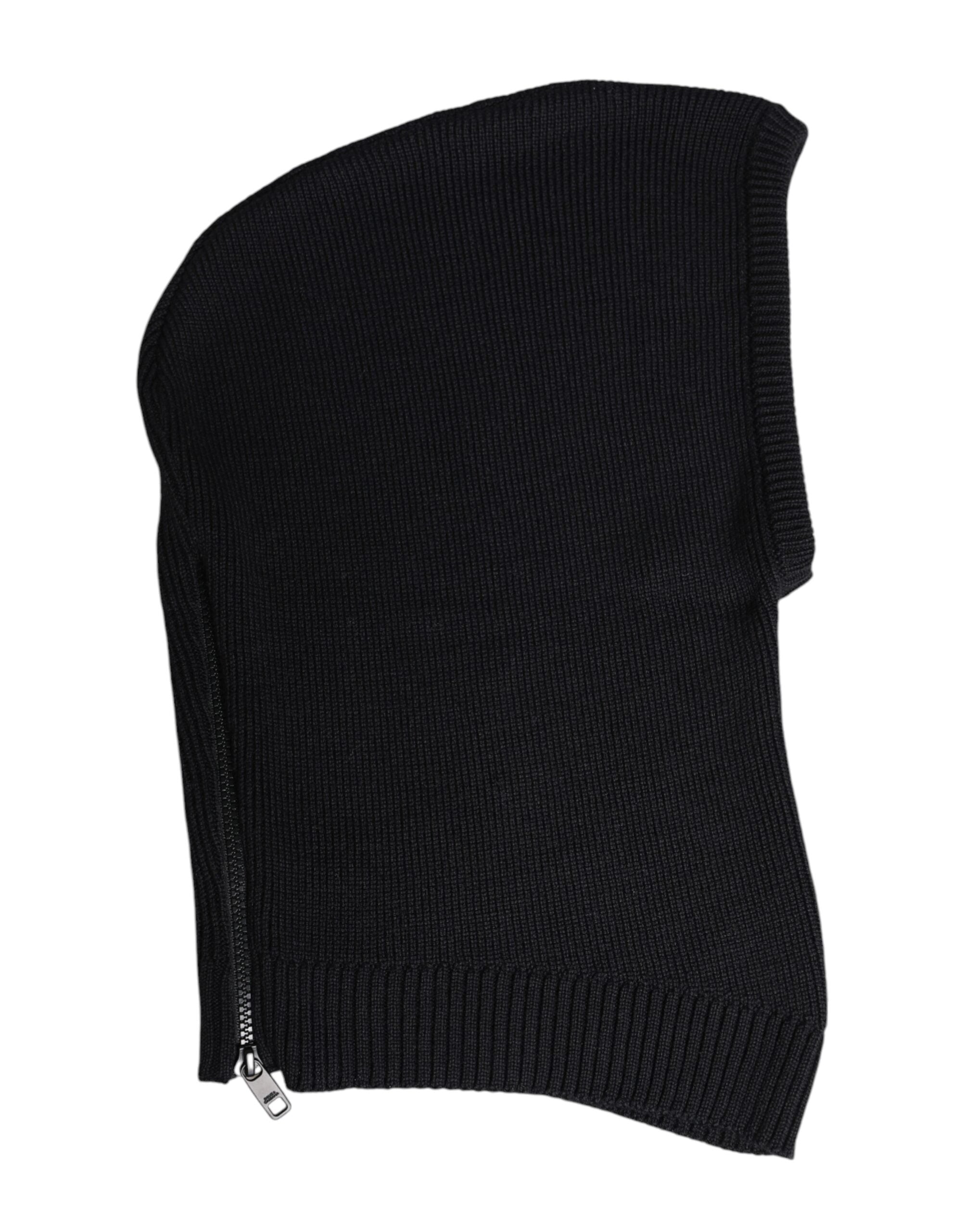 Black Wool Whole Head Wrap Balaclava Hat