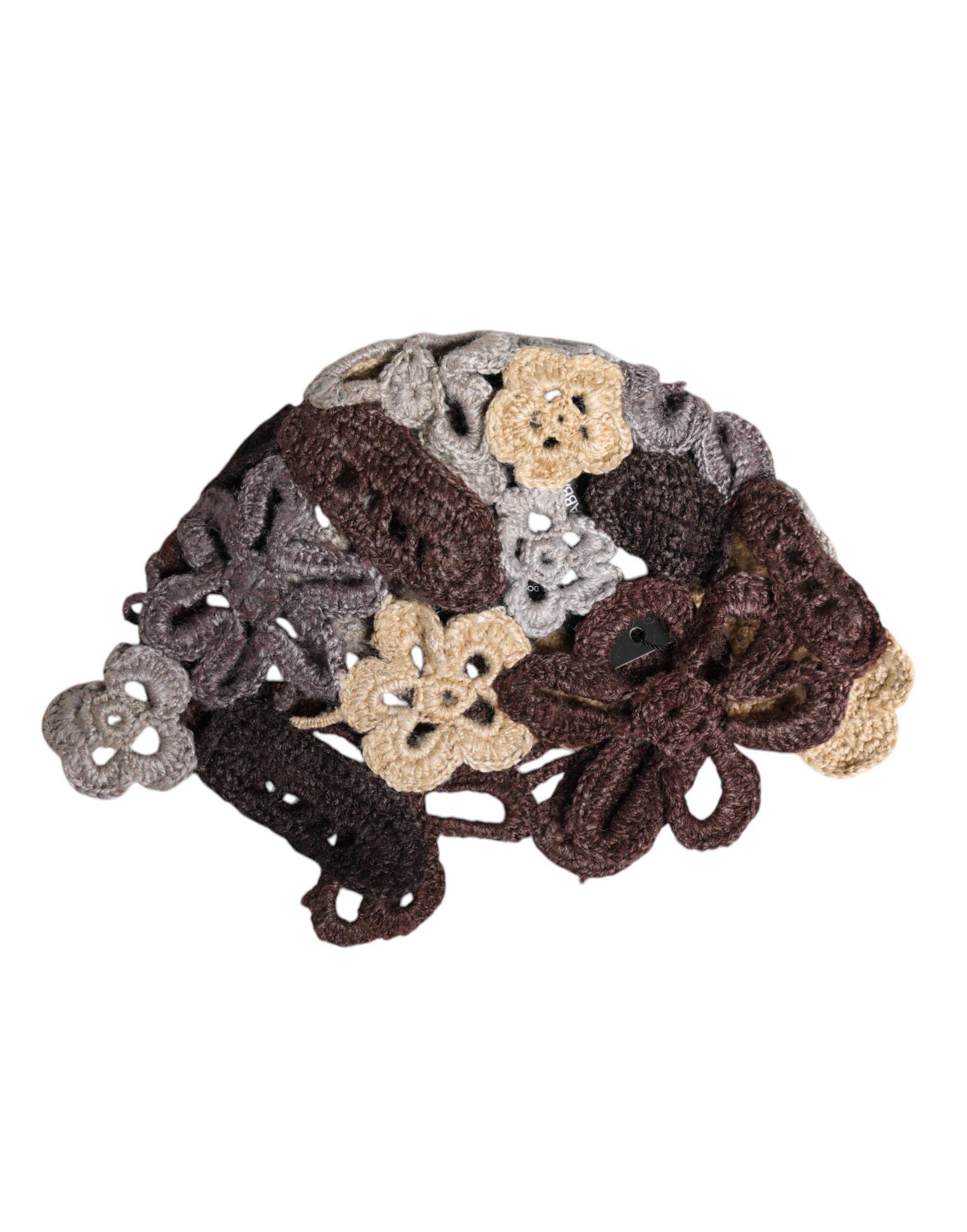Vícebarevná květinová hedvábná háčkovaná čepice Beanie