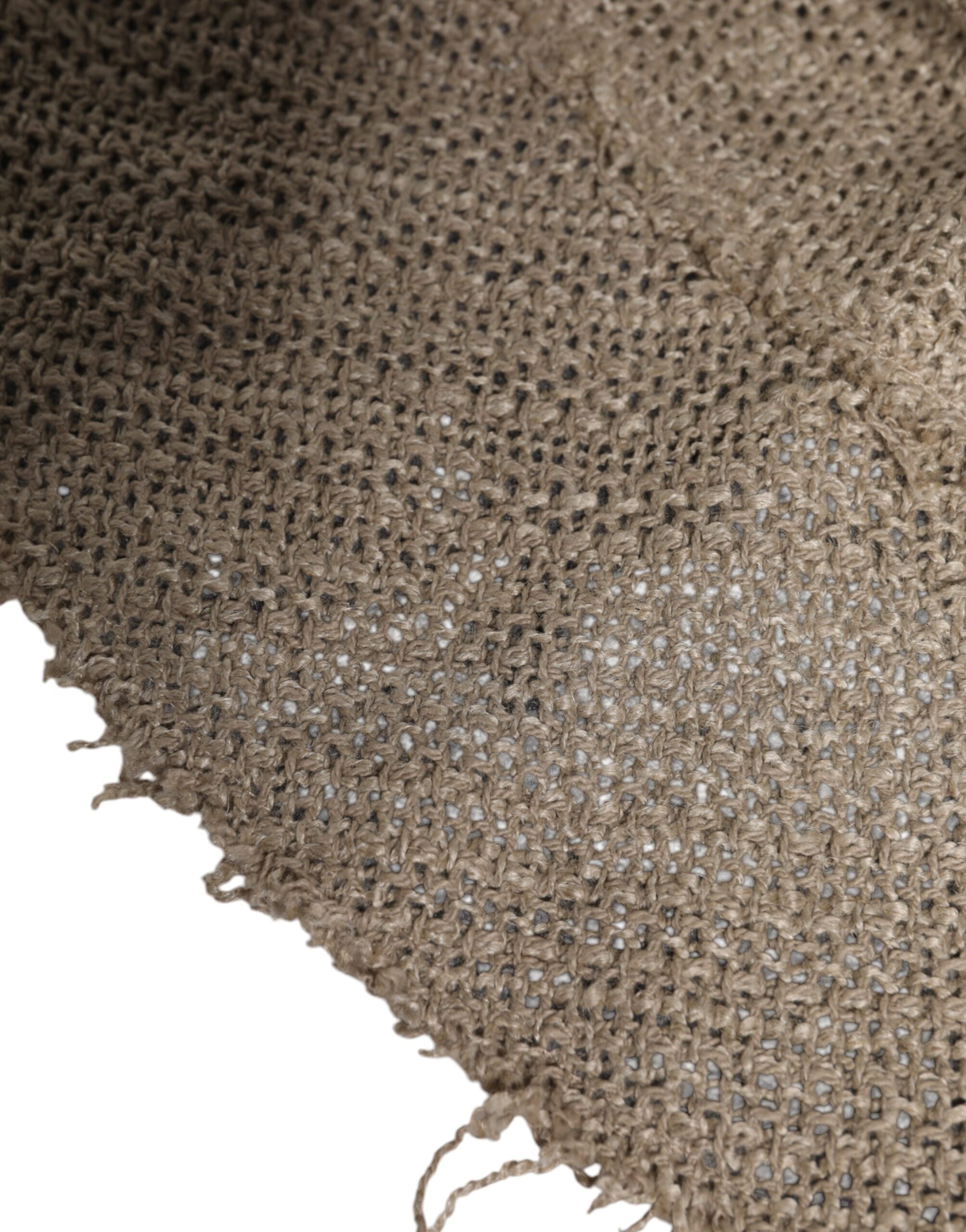 Béžový lněný klobouk se širokou krempou