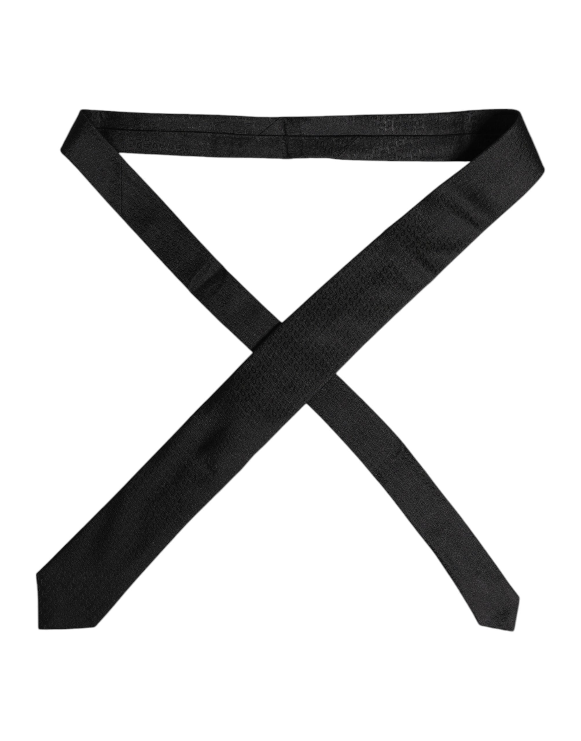 Black Patterned Silk Adjustable Necktie Tie