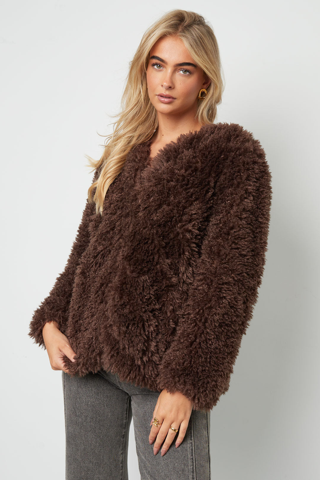 Woven Polyester Fiber Women's Jacket Elegant Solid Color Fall/Winter