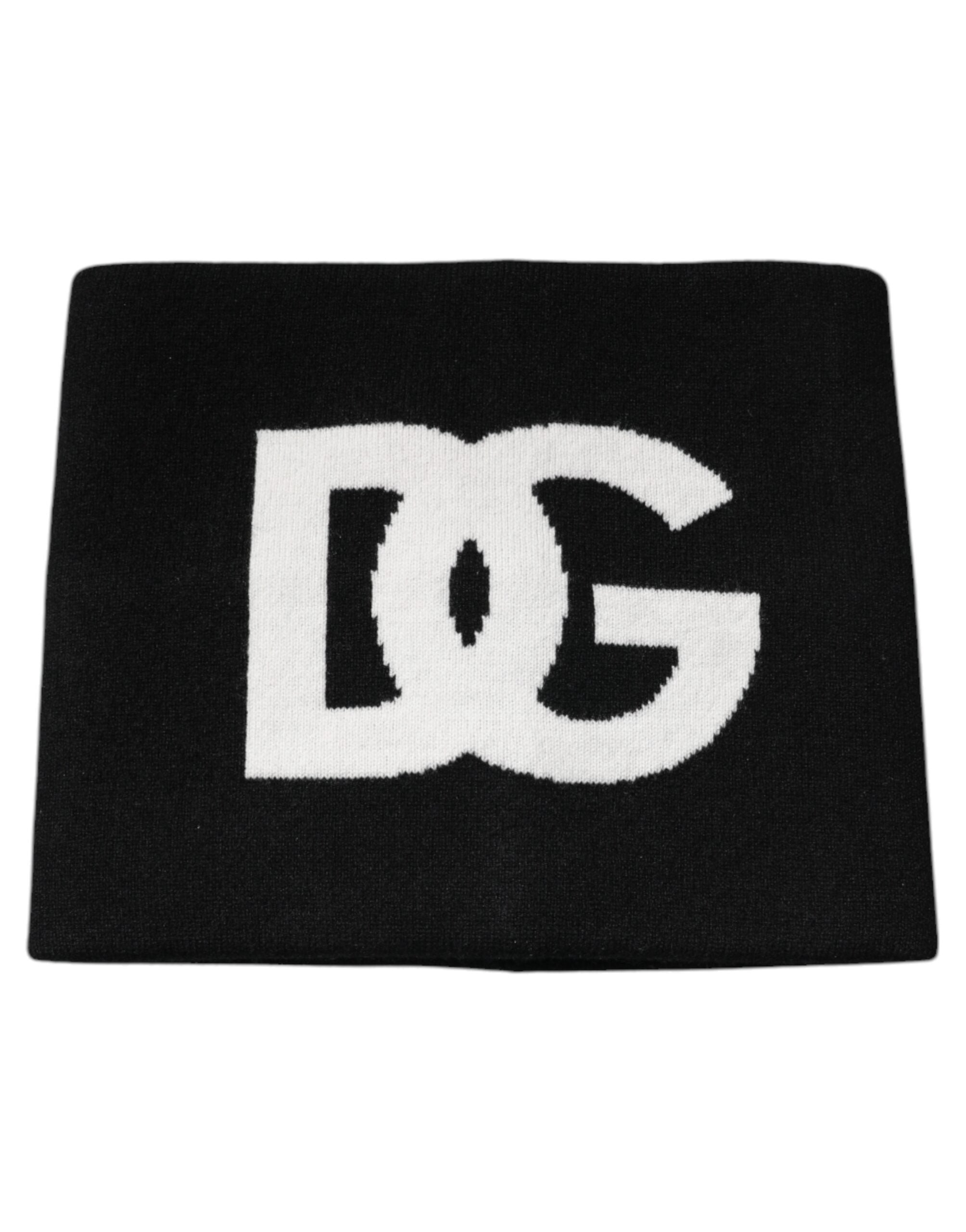Black Cashmere DG Logo Square Handkerchief Scarf