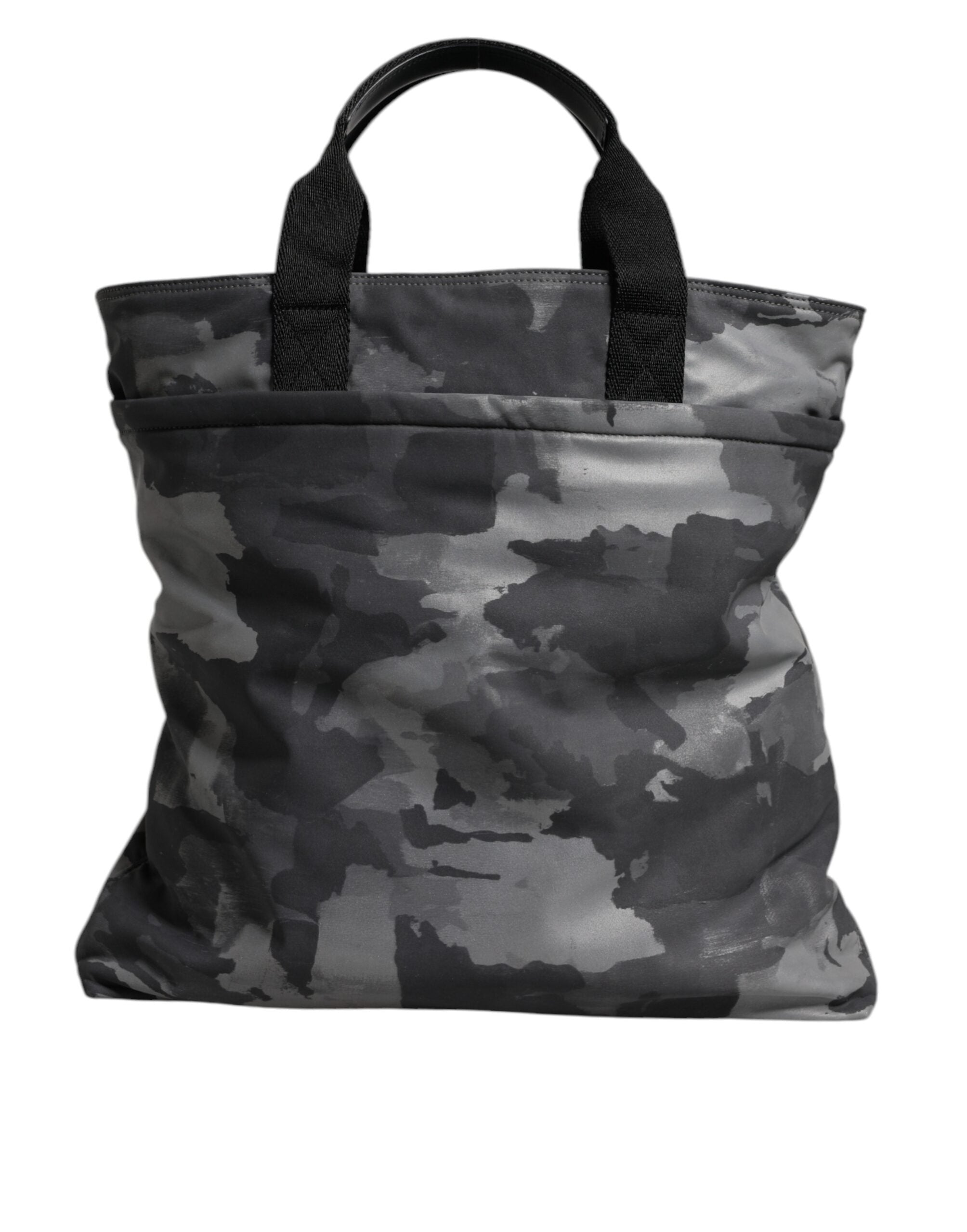 Gray Camo Cotton Multiple Compartments Tote Bag