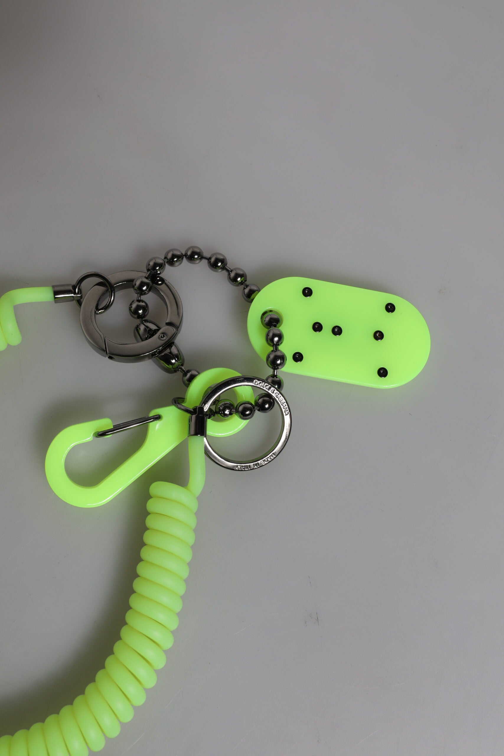 Green Springy Key Holder DG Logo Men's Keychain Keyring