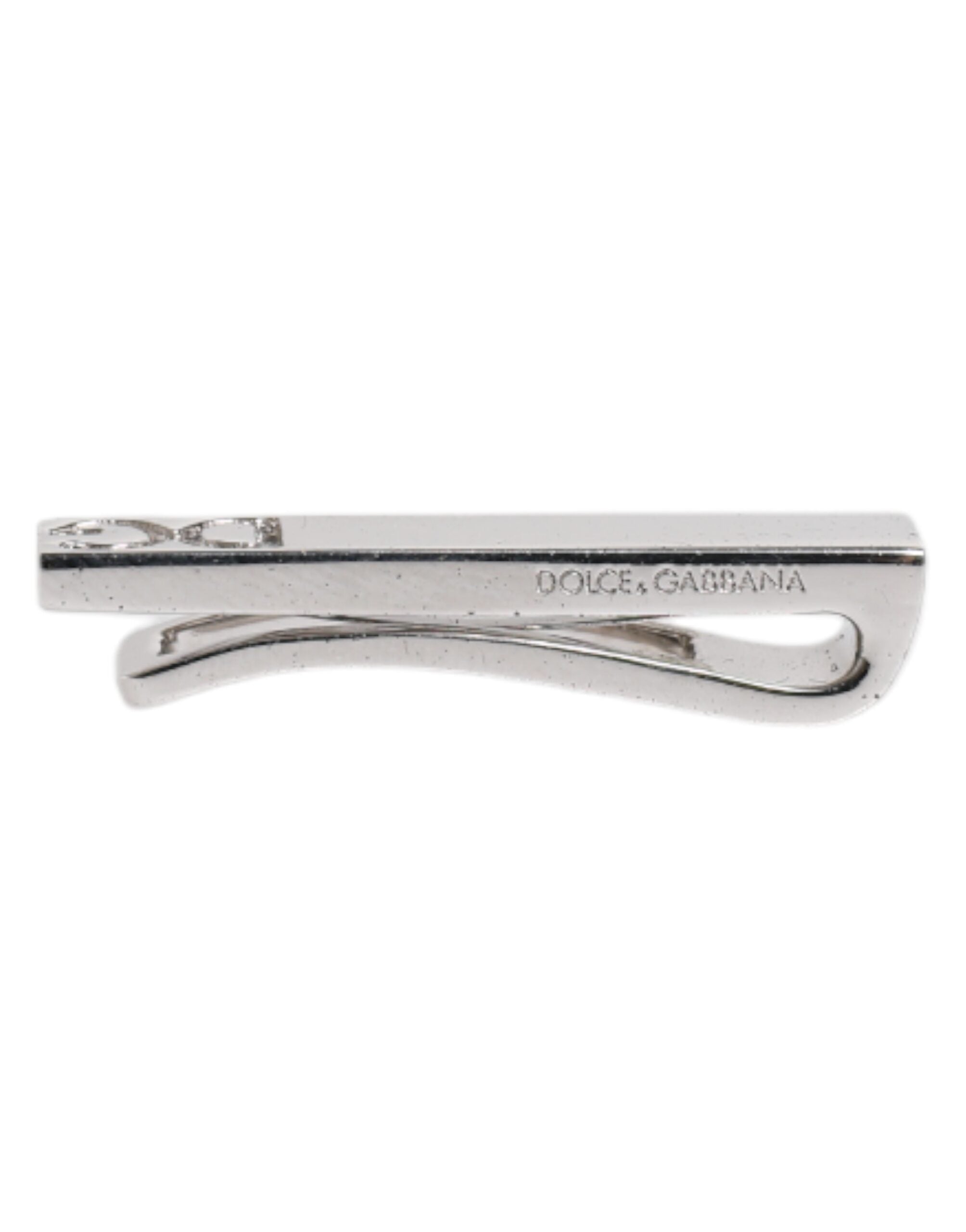 Silver Tone Brass Logo Branded Tie Clip Bar