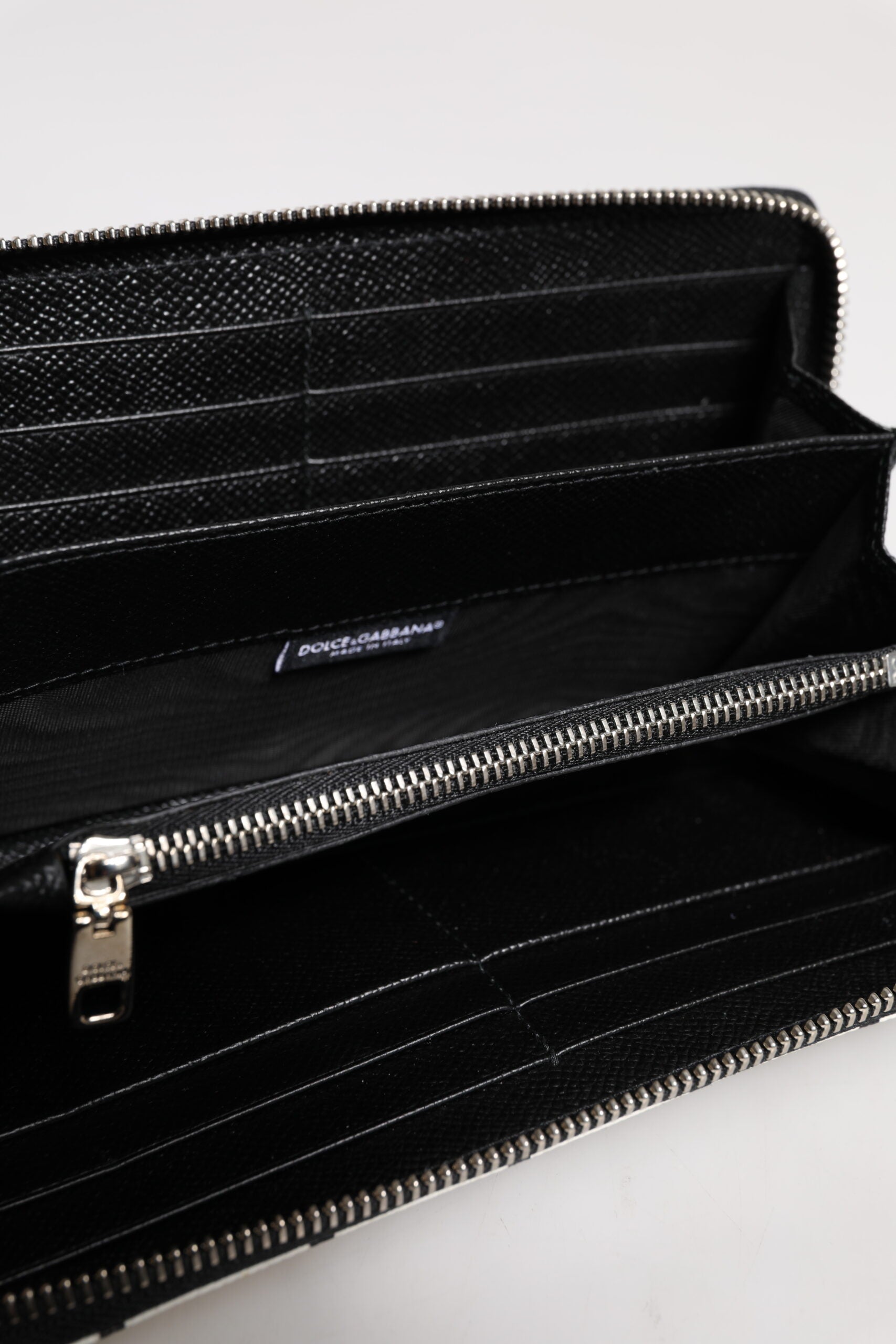 White Leather DG Crown Royals Continental Zip Around Wallet