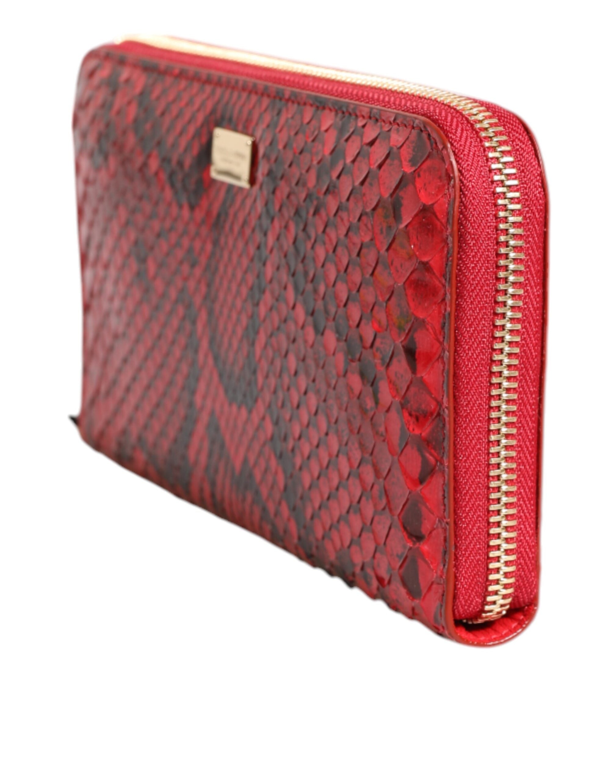 Červená exotická kožená peněženka Continental Clutch s zipem