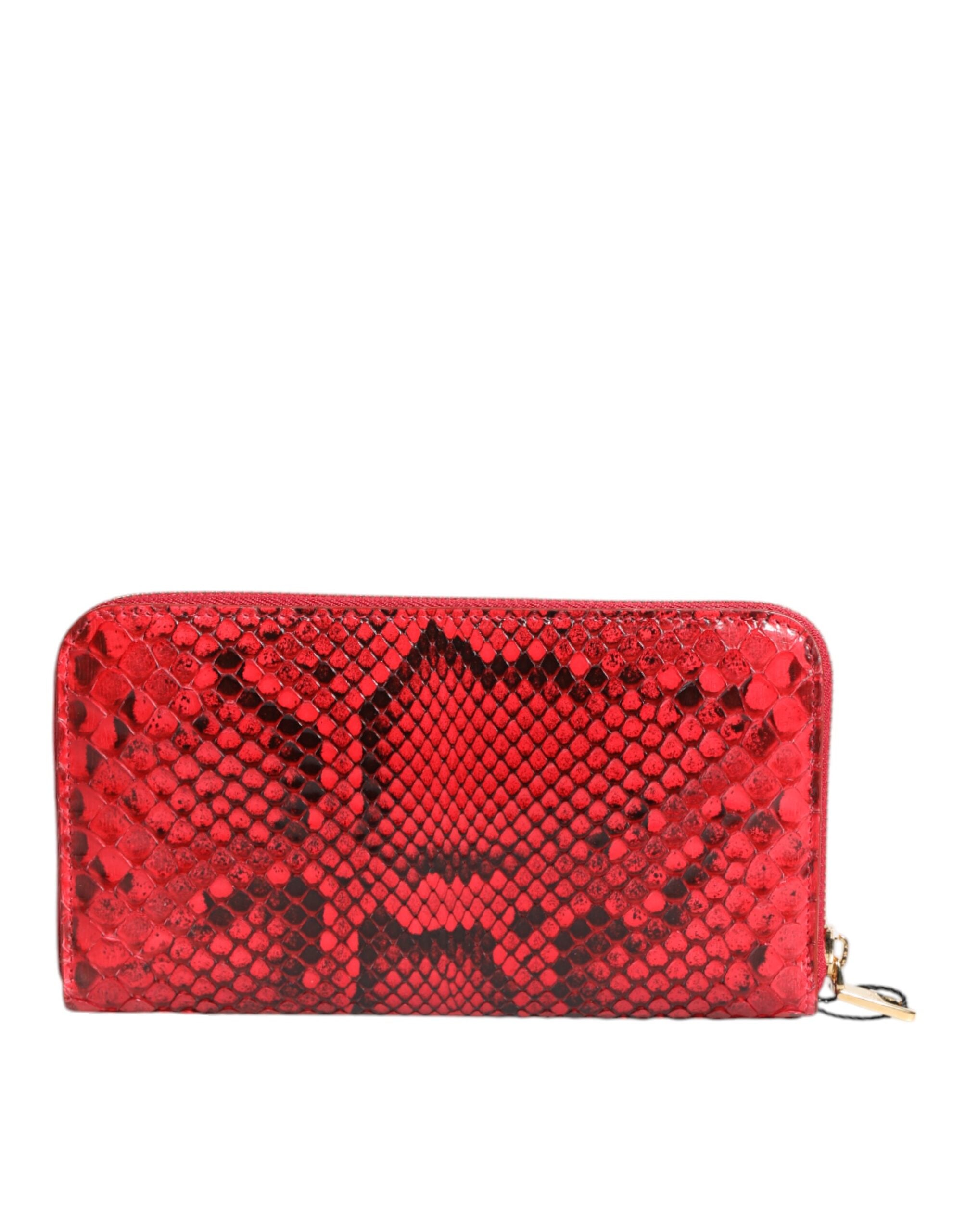 Červená exotická kožená peněženka Continental Clutch s zipem