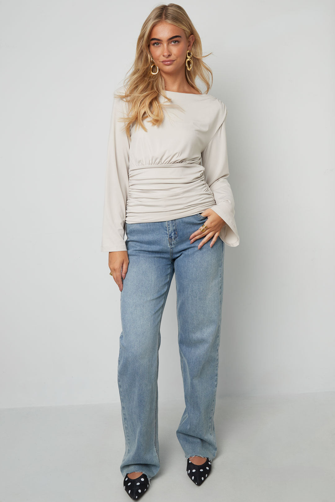 Polyester Fiber (Polyester) Long sleeve tops Solid Color Elegant All Fit Clothes