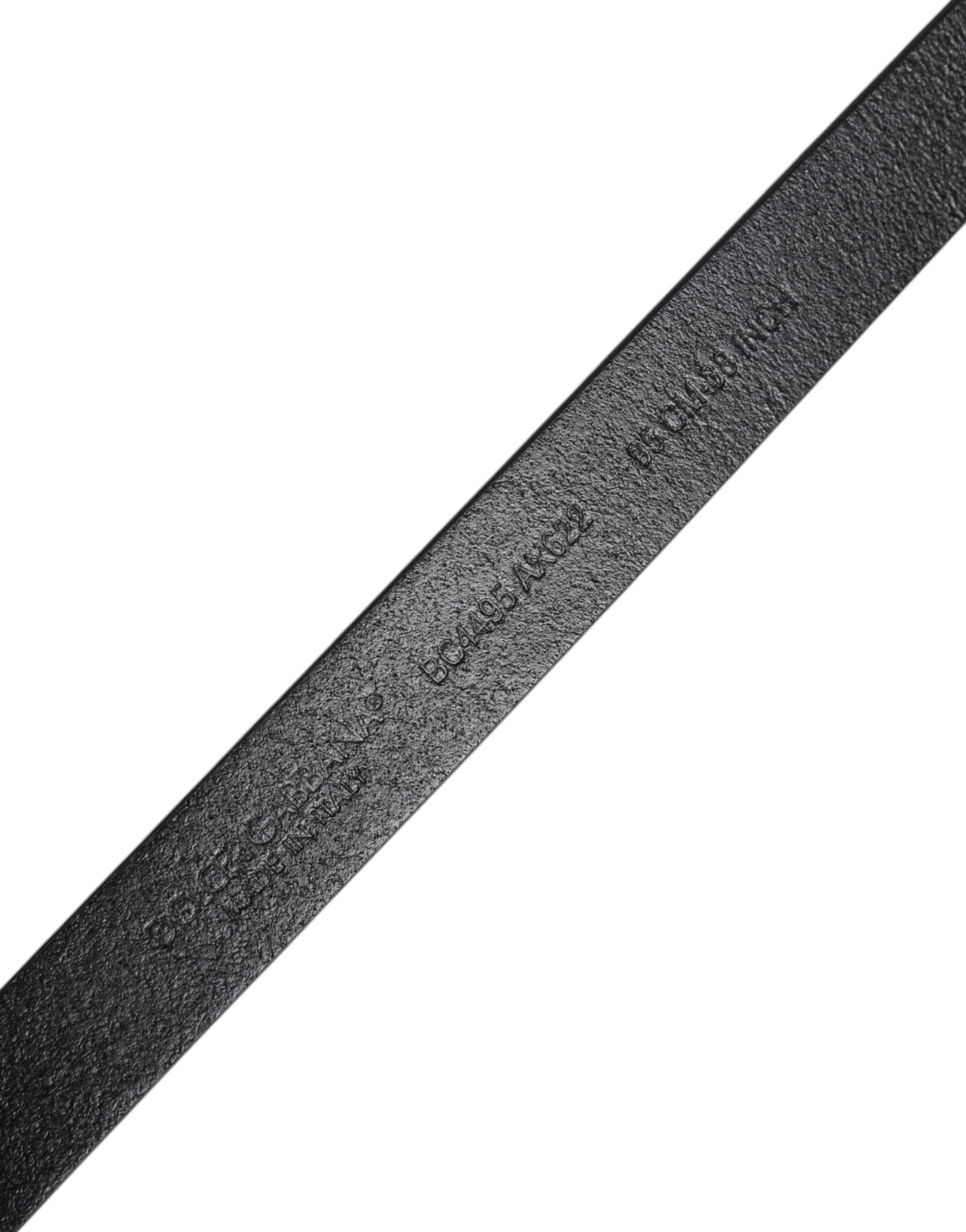 Black Calfskin Classic Metal Logo Buckle Belt