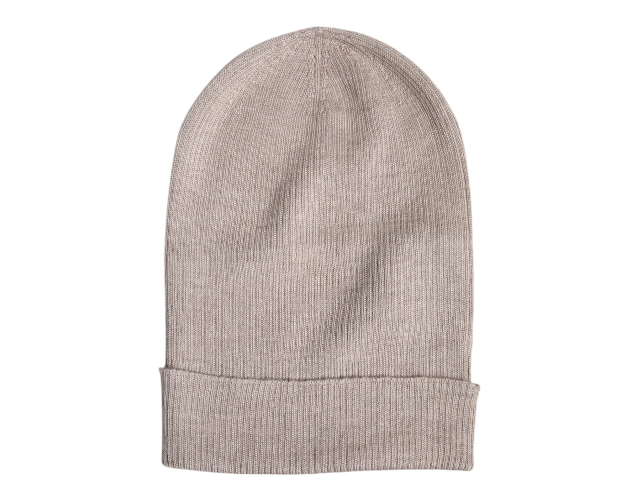 Beige Cashmere Knitted Winter Beanie Hat