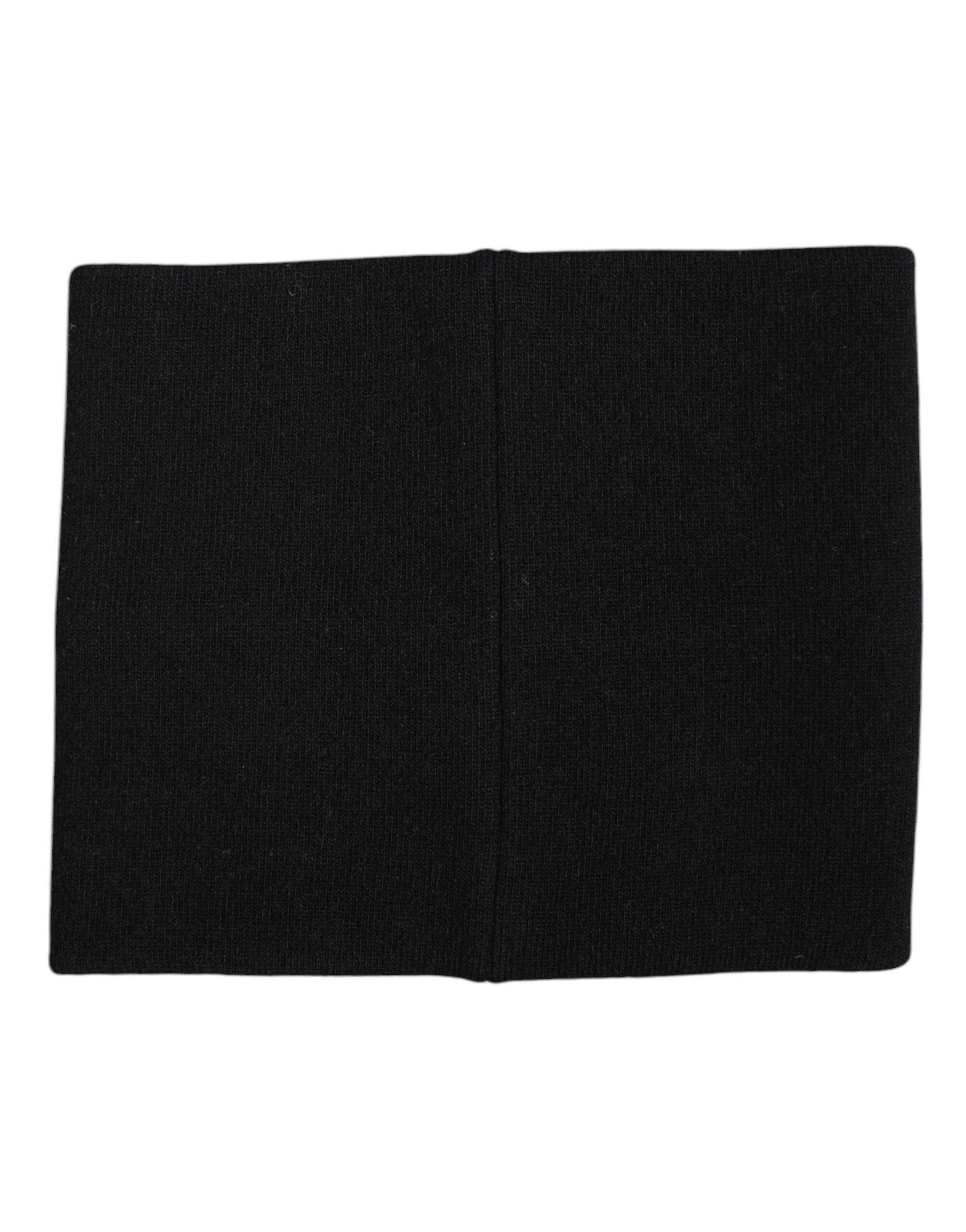 Black White Logo Print Knitted Neck Warmer Scarf