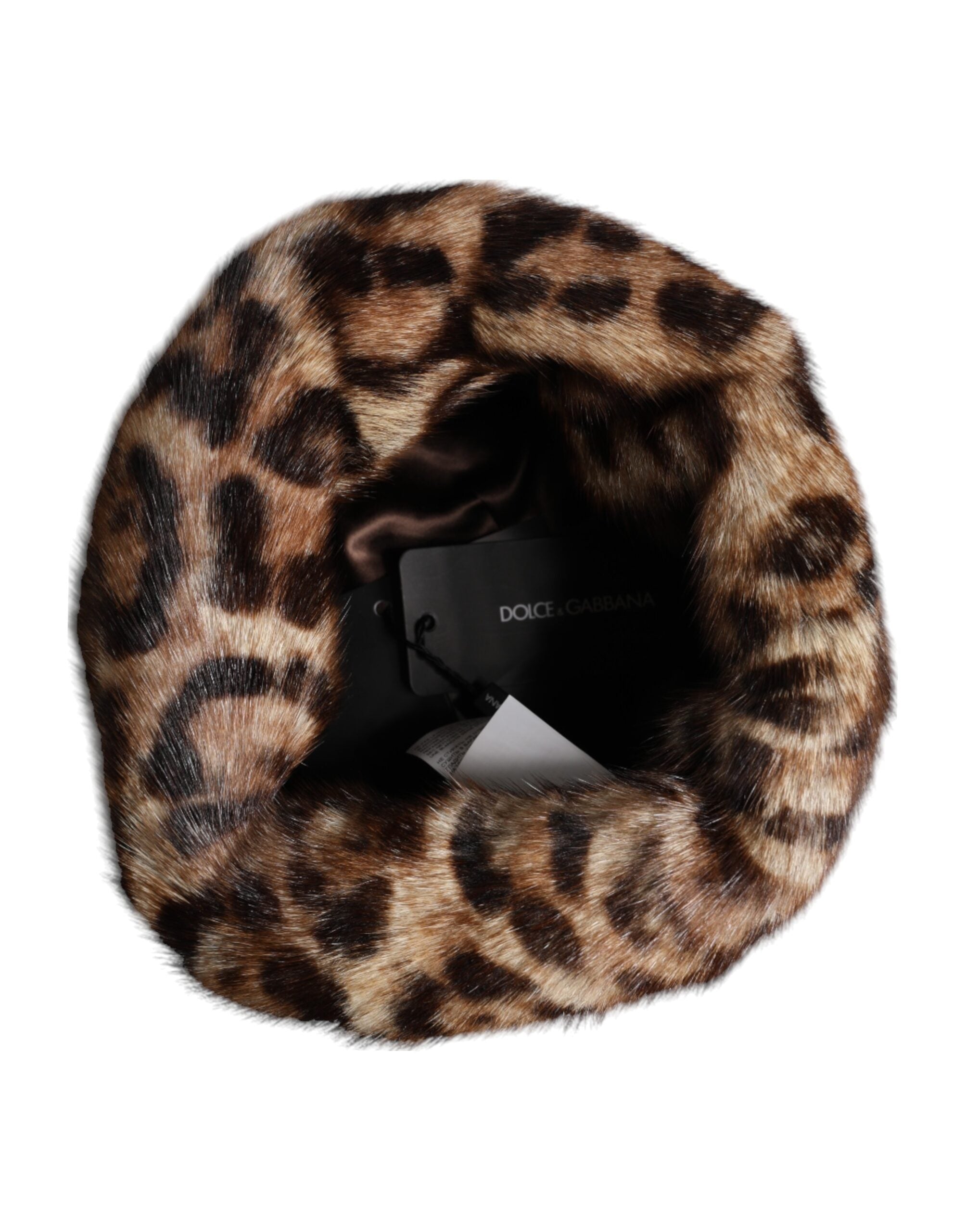Dámský klobouk s leopardím vzorem a umělou kožešinou v hnědé barvě