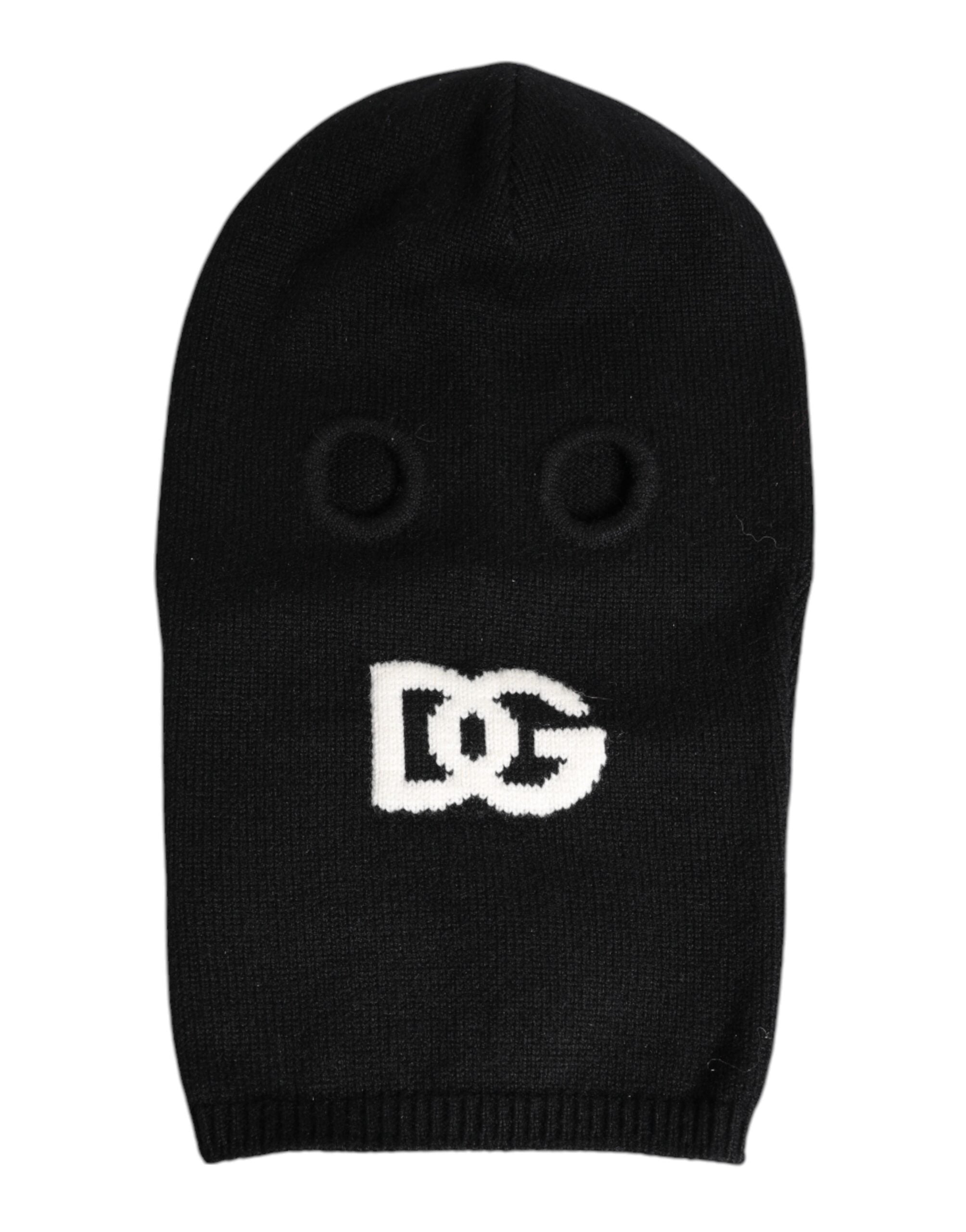 Black Cashmere Knitted Ski Mask Balaclava Hat