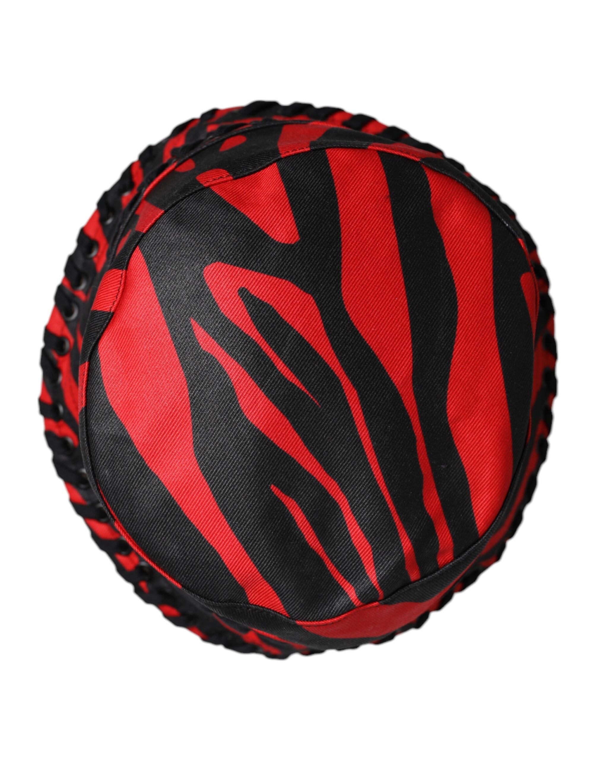 Black Red Stripe Polyester Wide Brim Bucket Hat