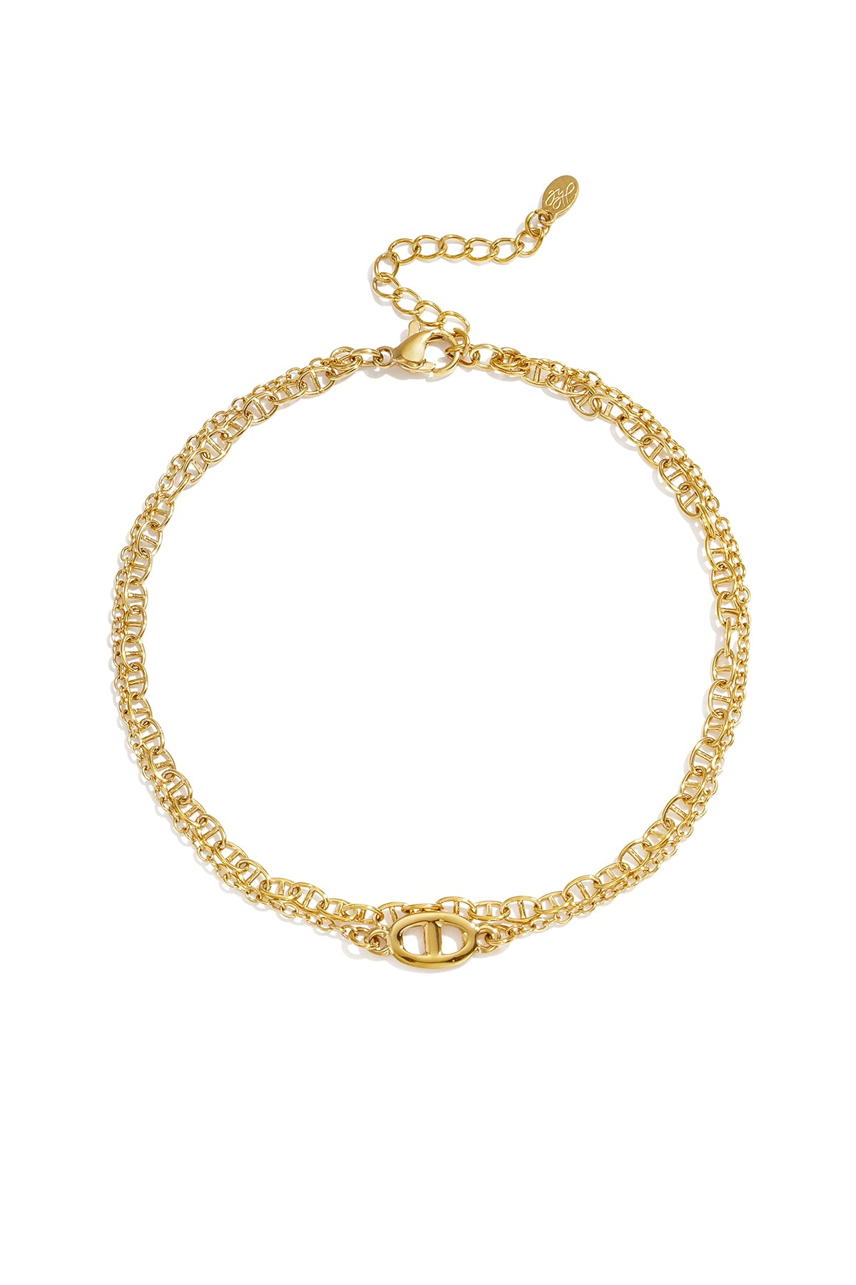 Double anklet with oval link pattern
