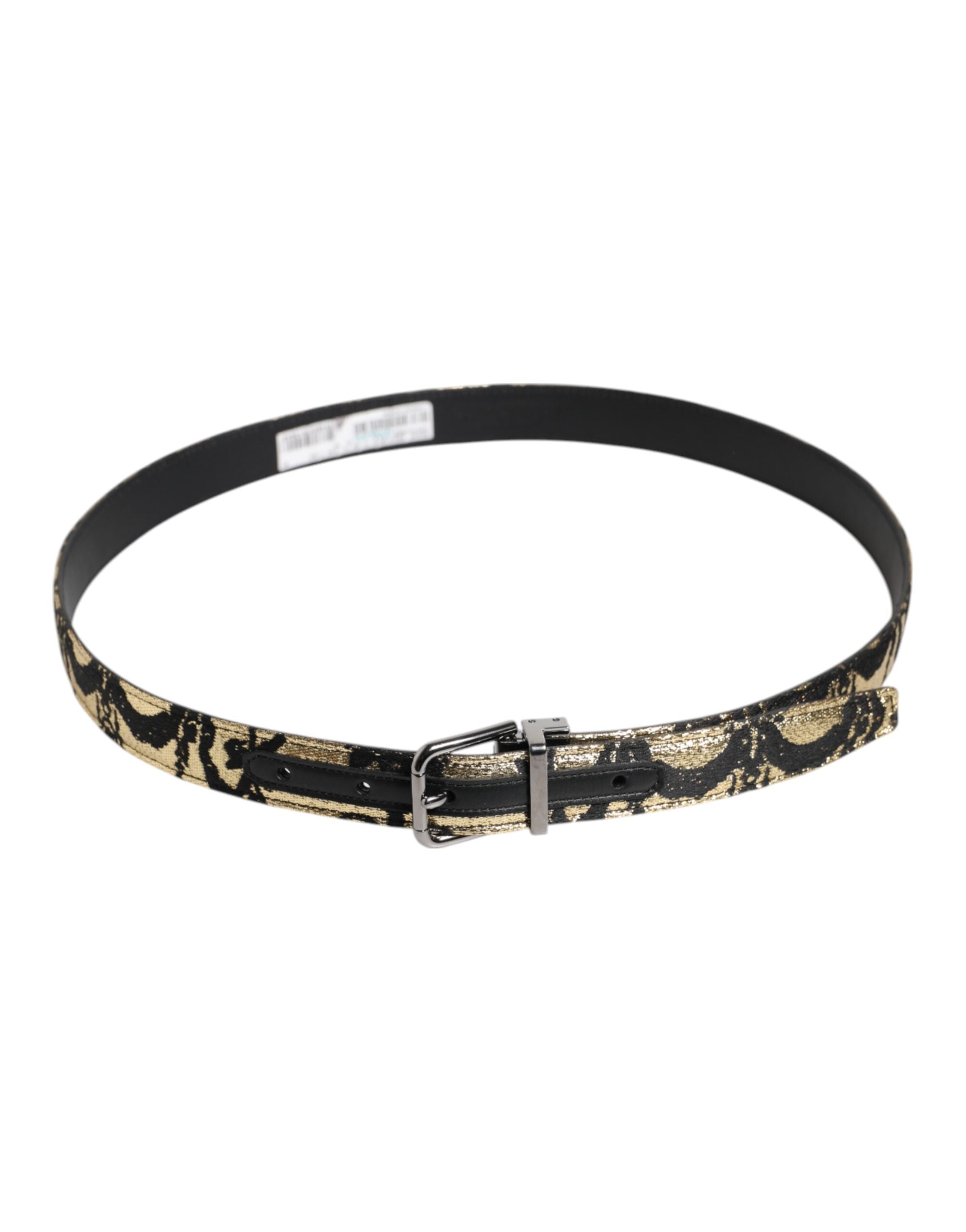 Multicolor Jacquard Leather Metal Buckle Belt