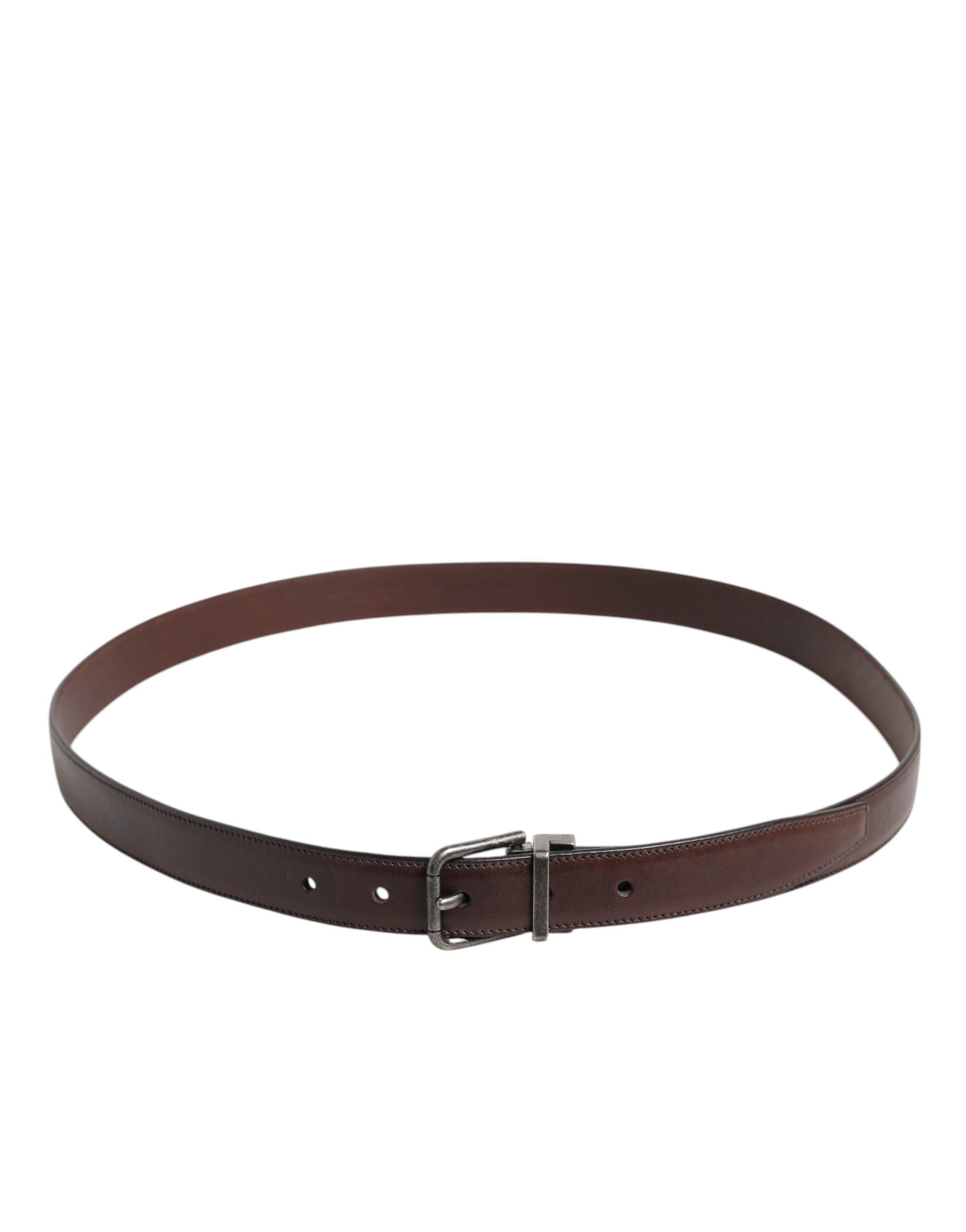 Brown Classic Calf Leather Metal Buckle Belt