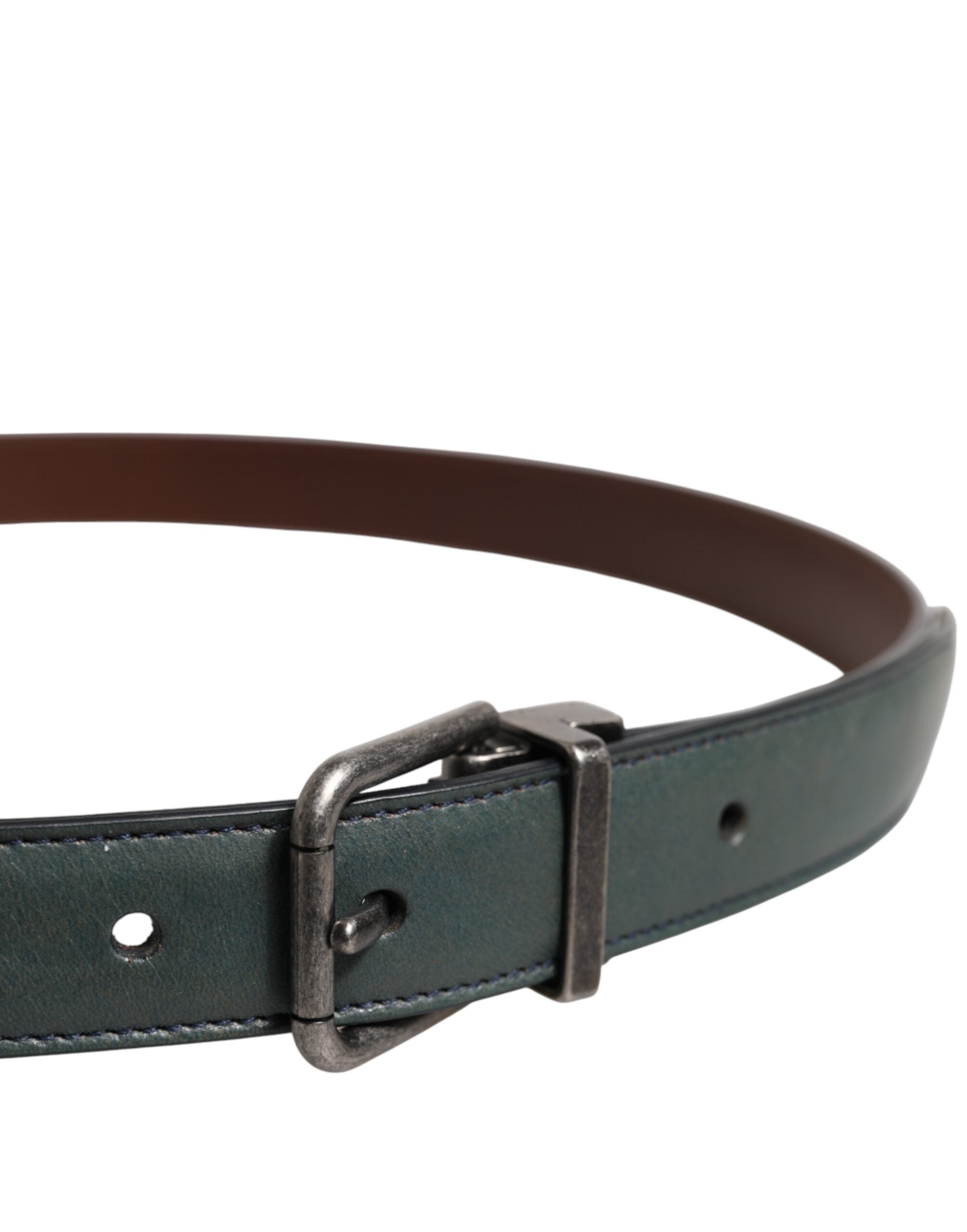 Green Classic Leather Metal Buckle Belt