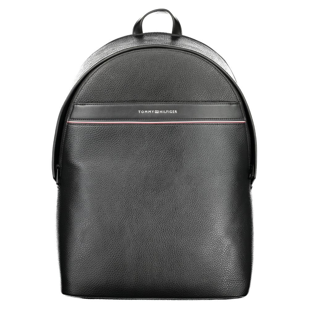 Black Polyurethane Men Backpack