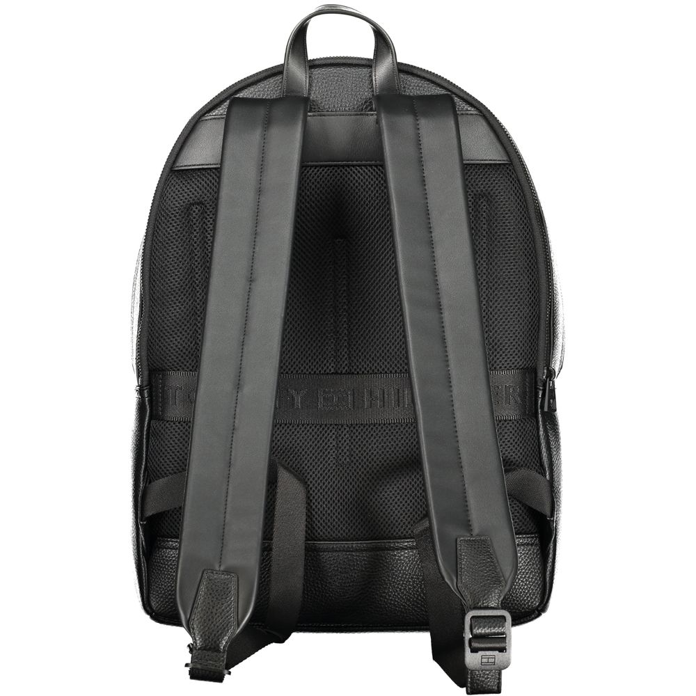 Black Polyurethane Men Backpack