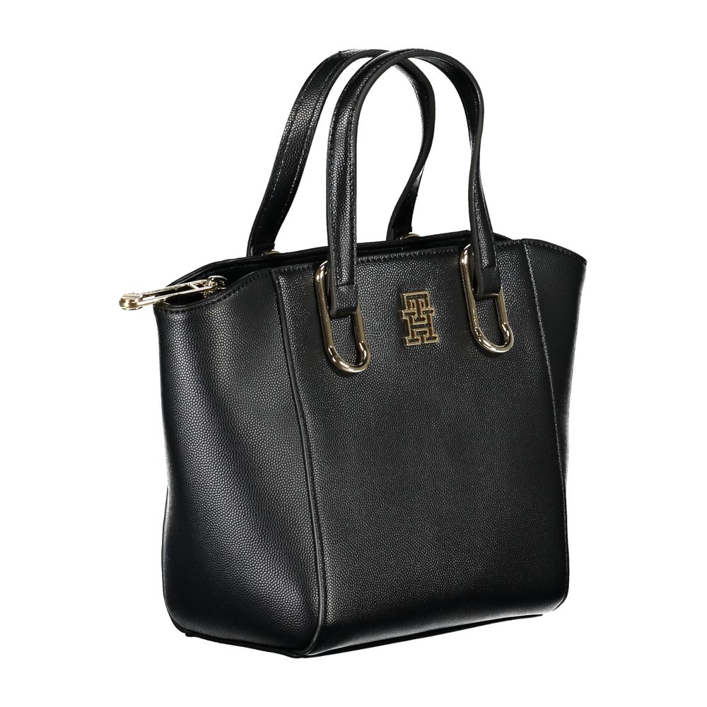 Black Polyurethane Women Handbag