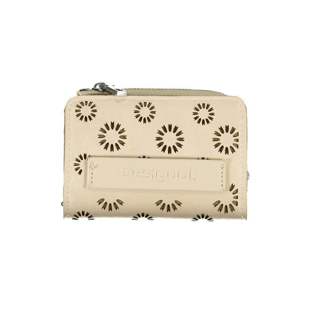 Beige Polyurethane Women Wallet