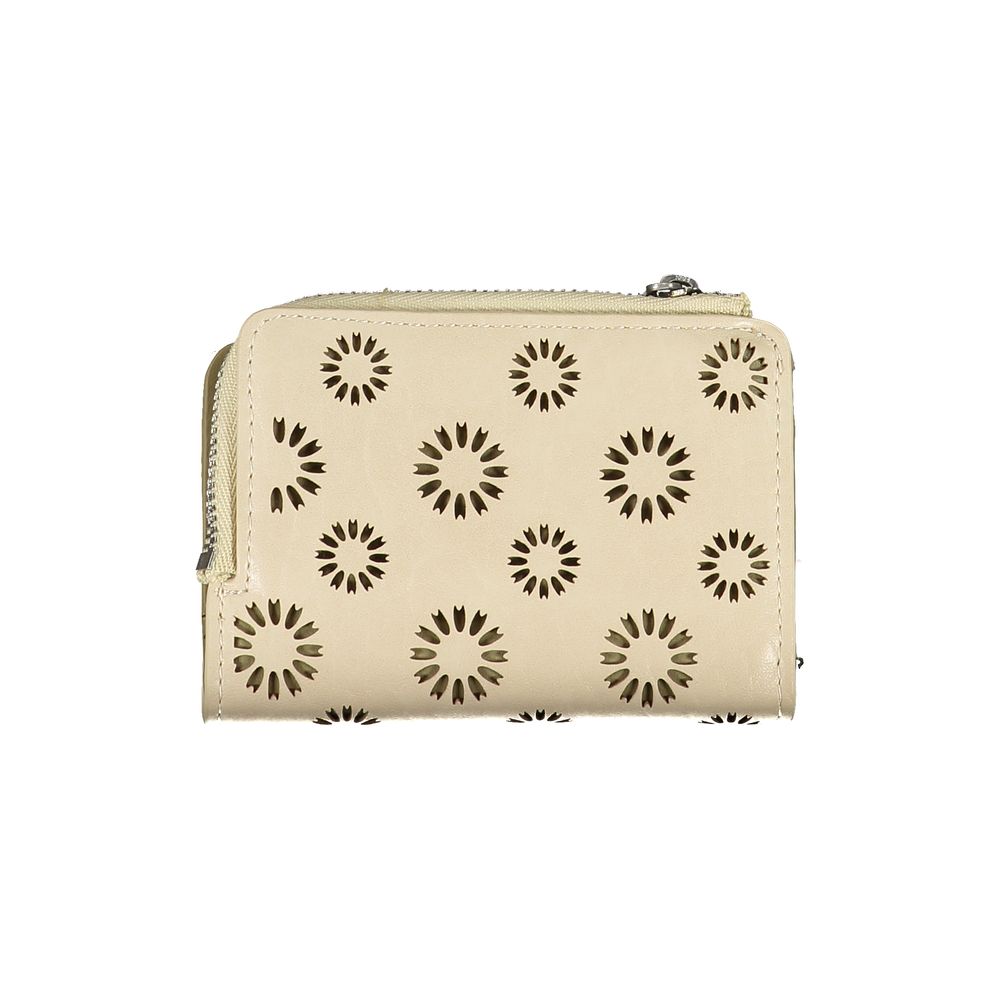 Beige Polyurethane Women Wallet