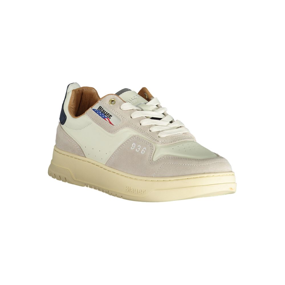 White Polyurethane Men Sneaker