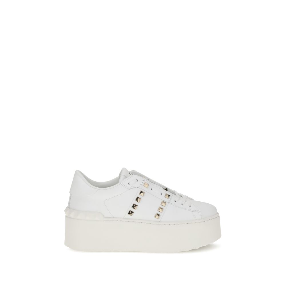 White Calf Leather Bos Taurus Platform Sneakers