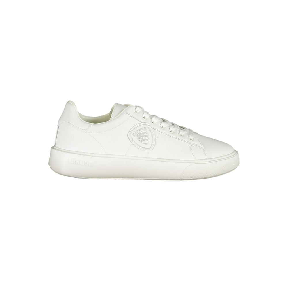 White Polyurethane Men Sneaker