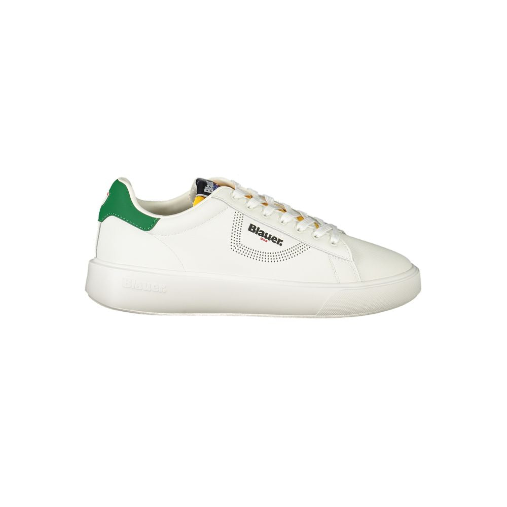 White Polyurethane Men Sneaker