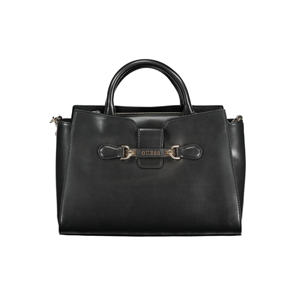 Black Polyurethane Women Handbag