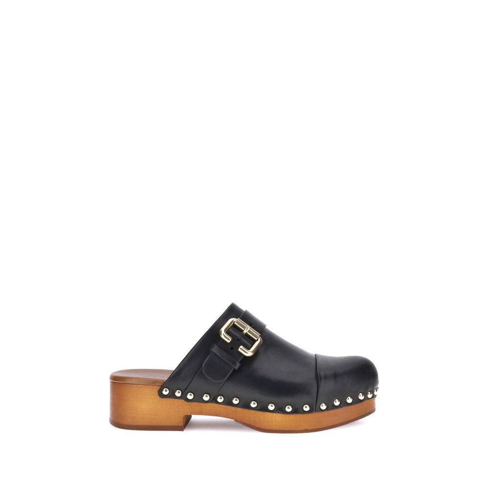 Black Calf Leather Bos Taurus Clogs