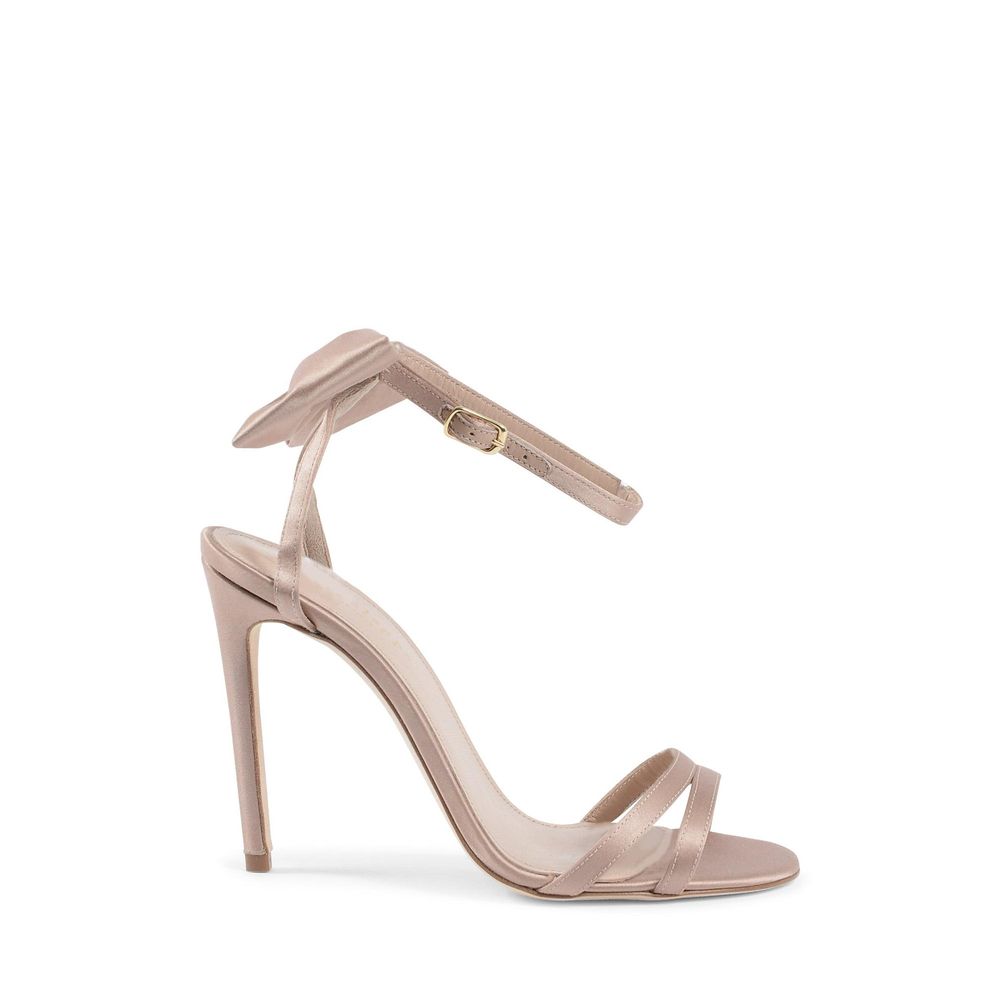 Beige Satin Stiletto Heel Sandals
