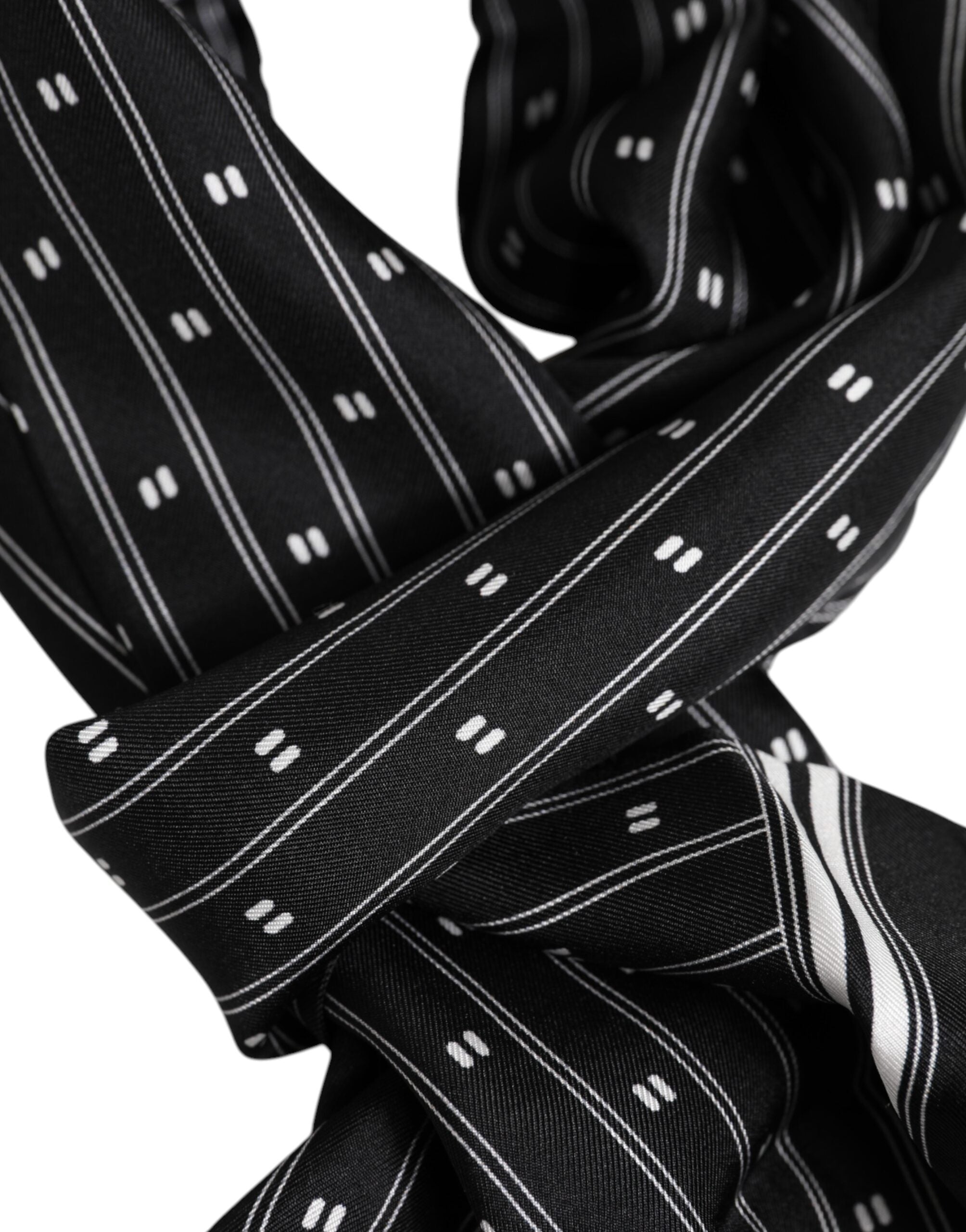 Black Silk Printed Fringes Men Foulard Scarf