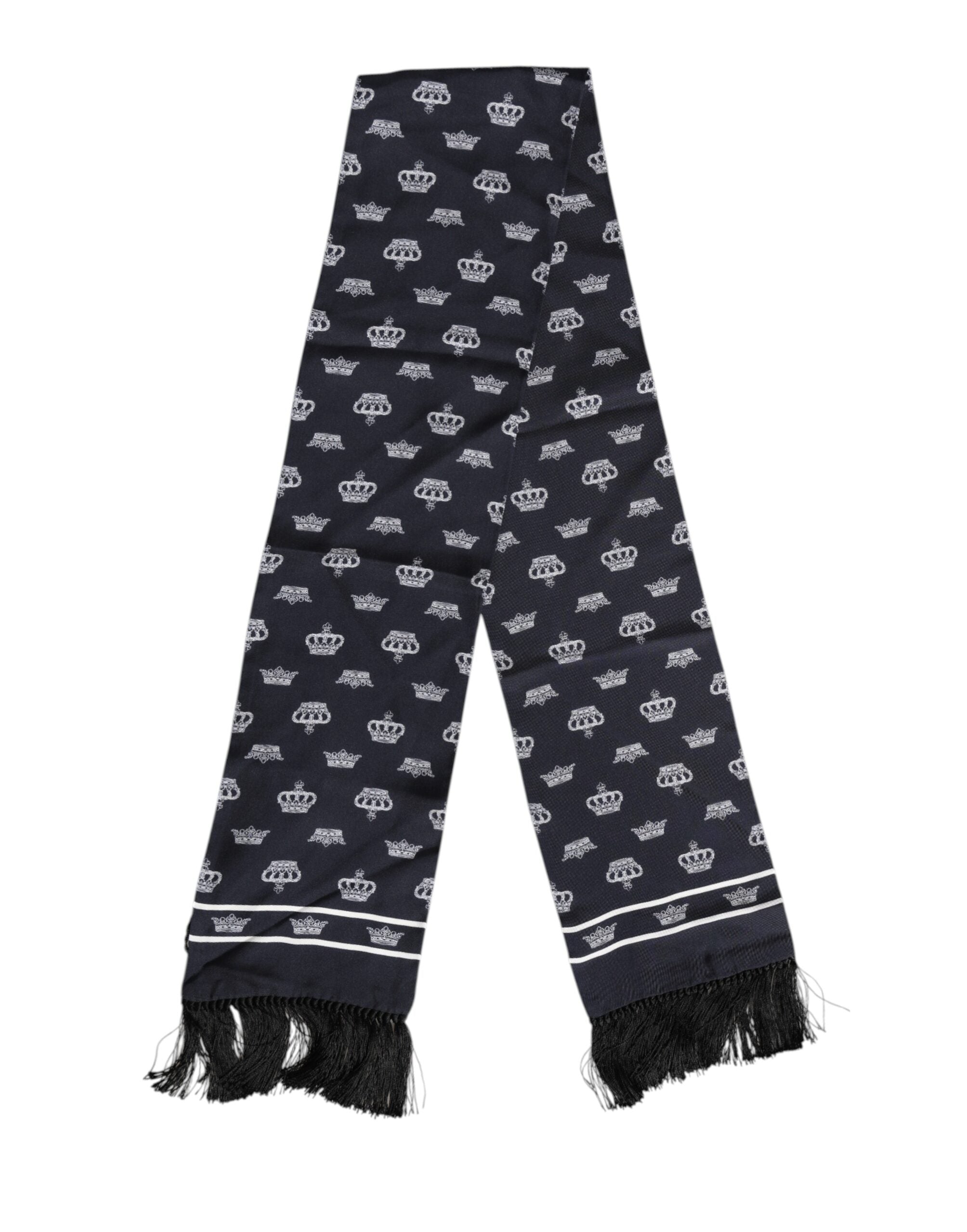 Pánský šátek Foulard s černým hedvábným třásněmi a korunou