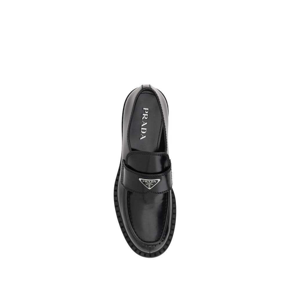 Black Rubber Platform Loafers
