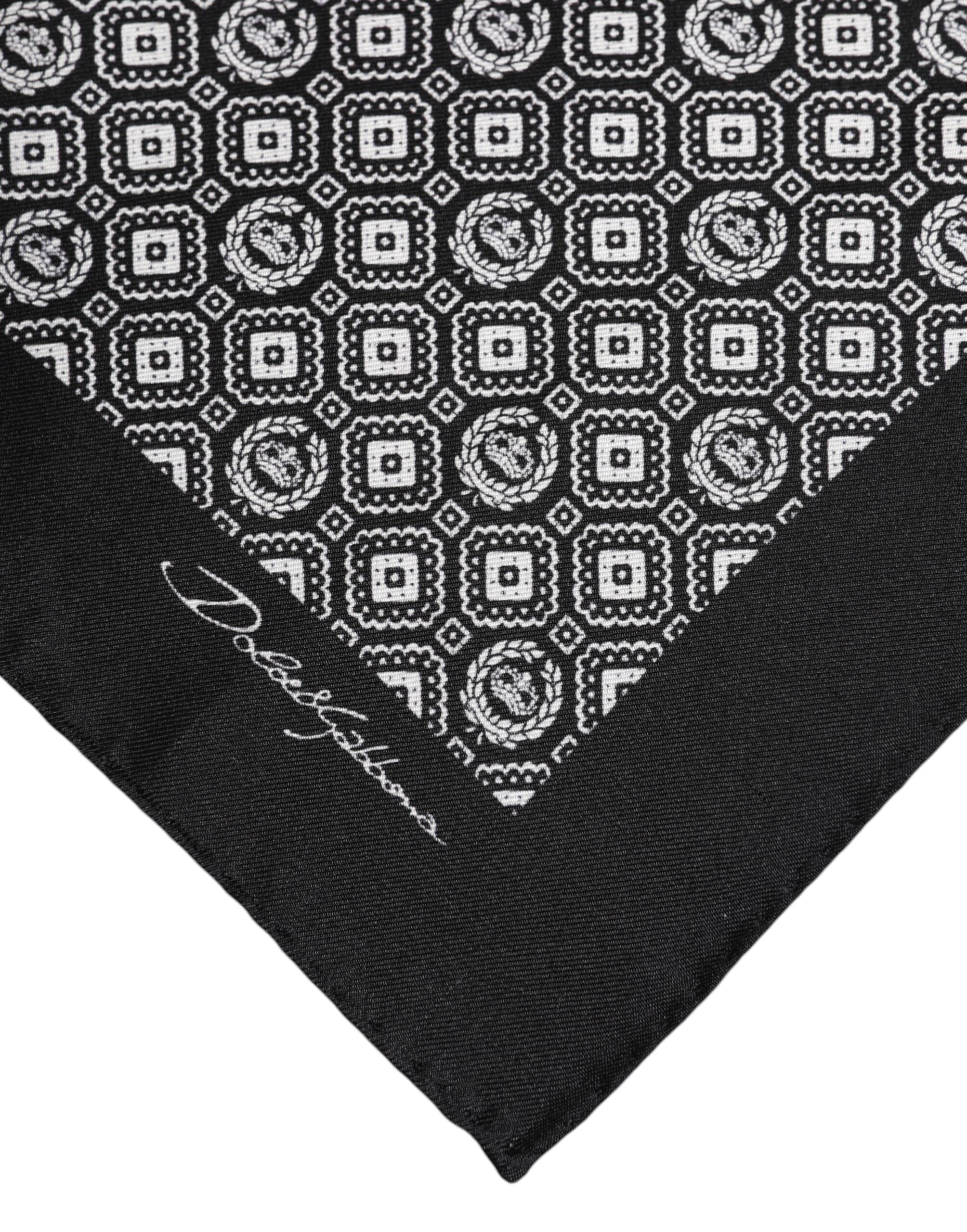 Black White Patterned Square Foulard Scarf