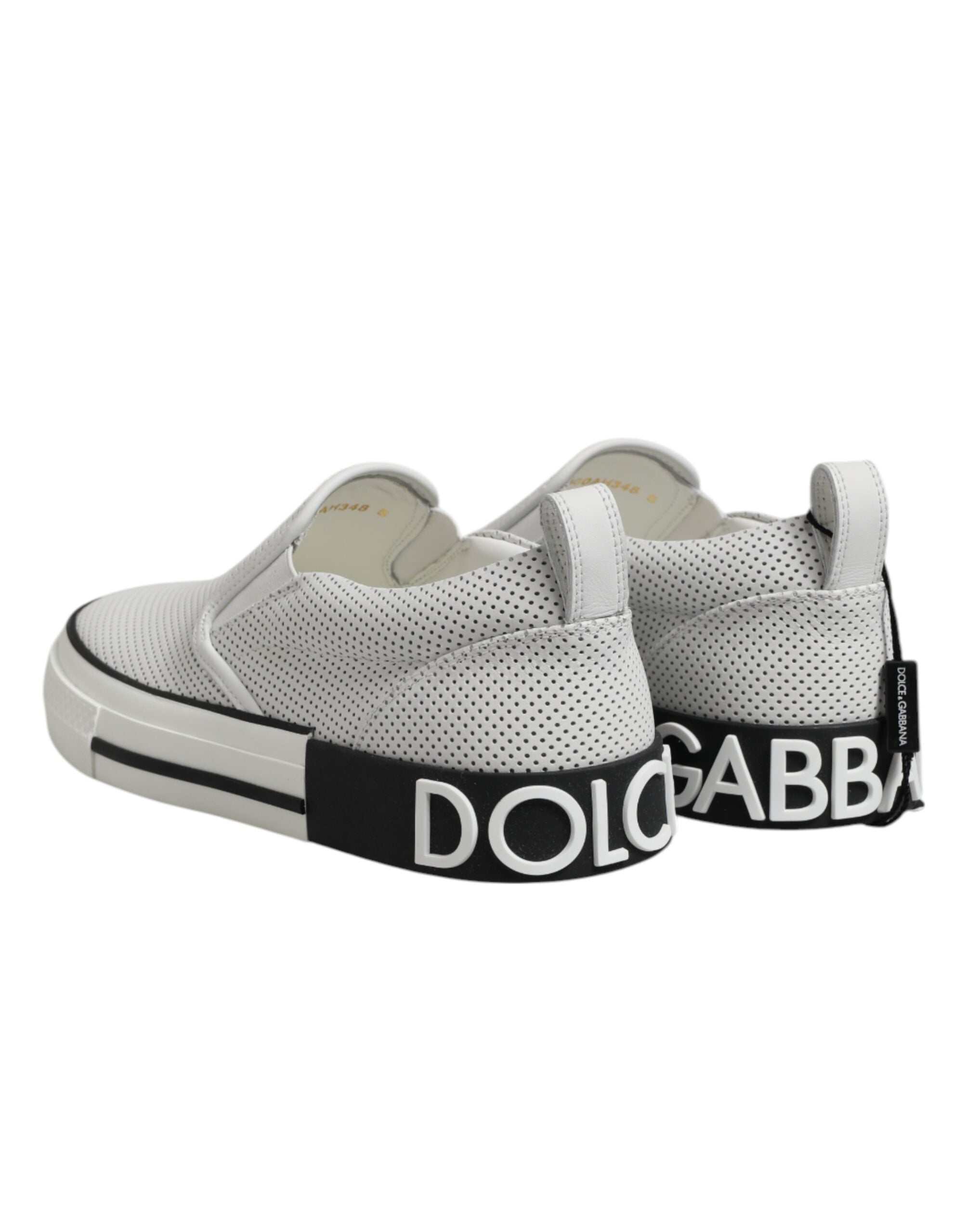 White Dotted Leather Slip On Men Sneakers Shoes