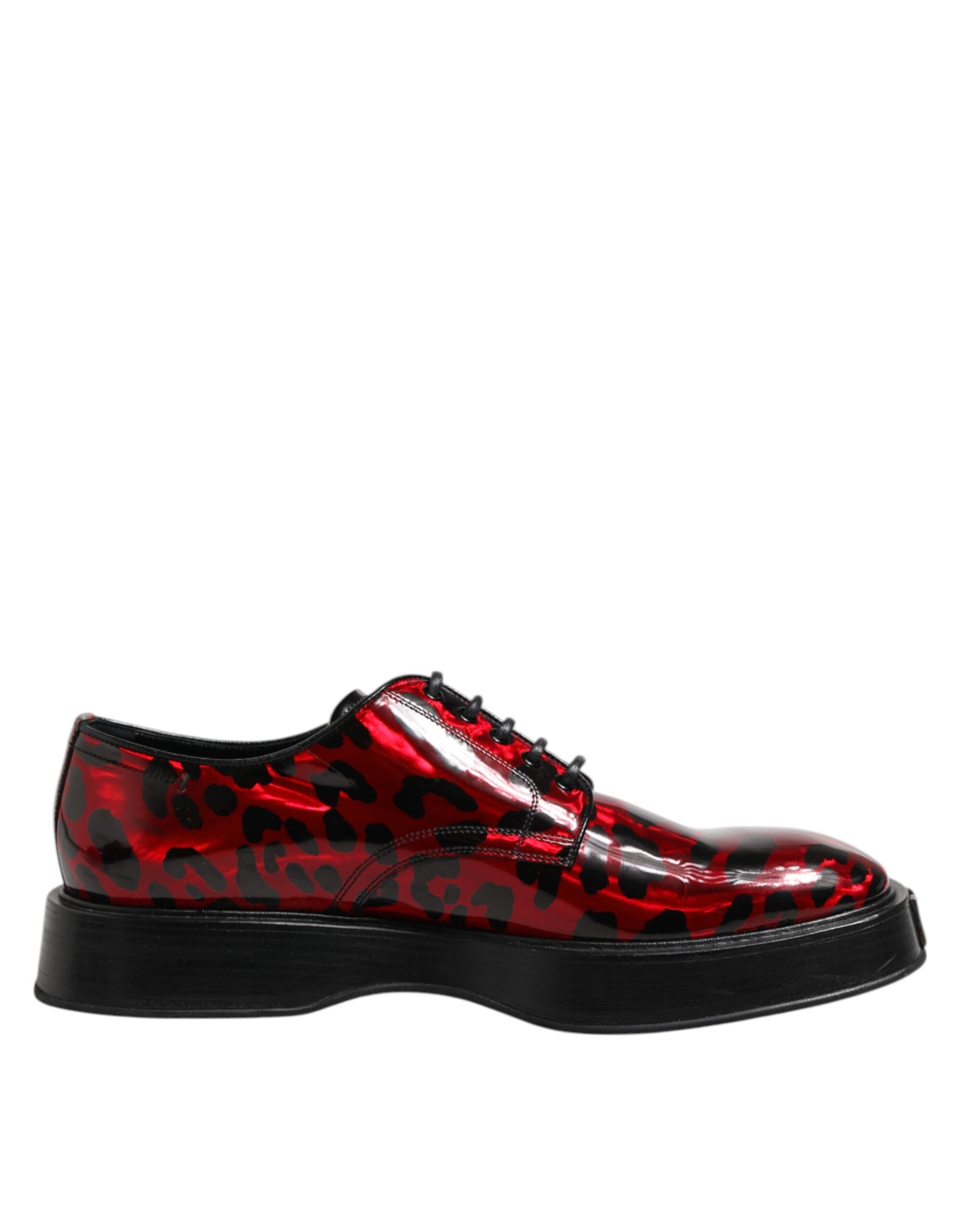 Pánské společenské boty v červeném leopardím derby stylu