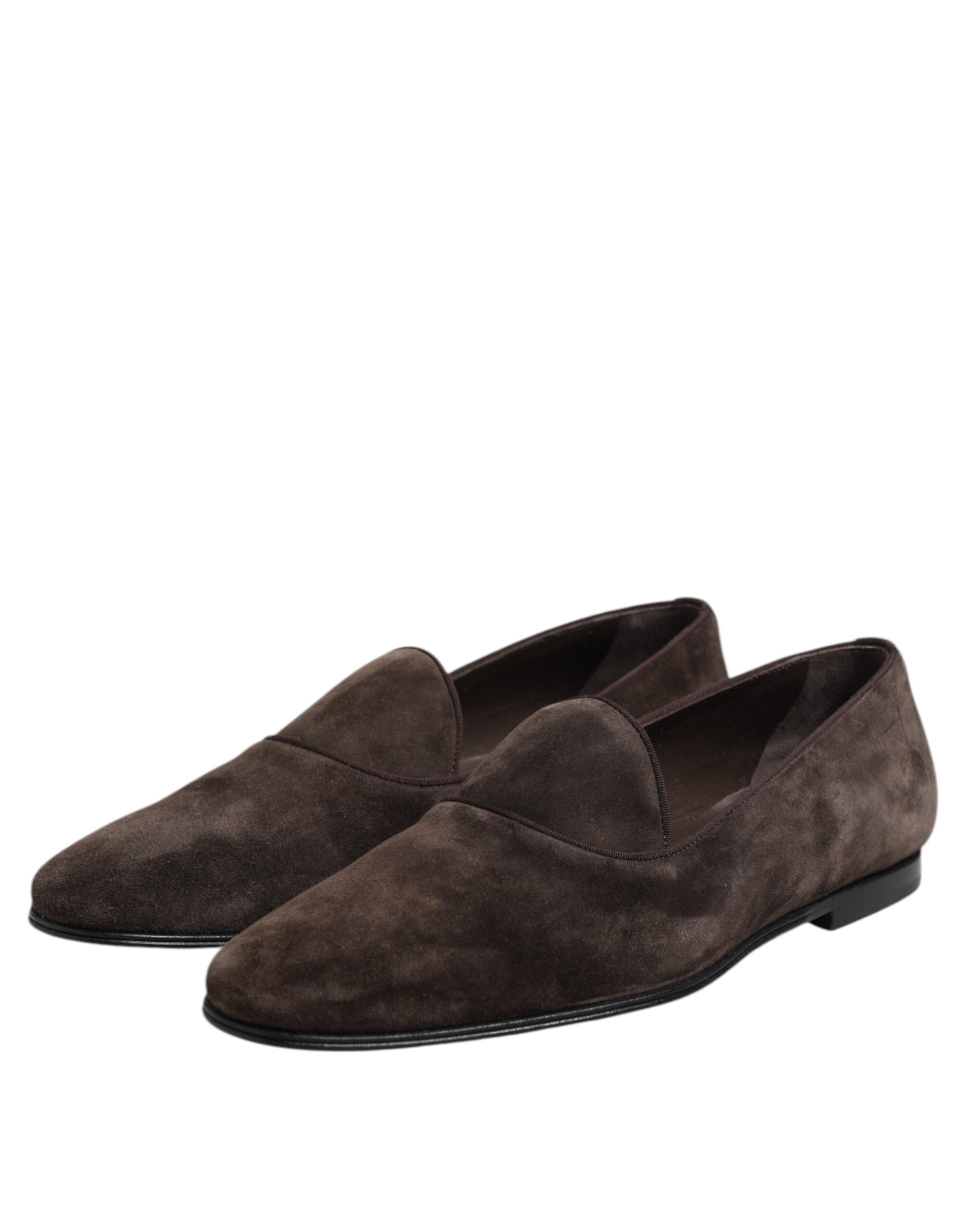 Brown Velvet Leather Slip On Loafers Shoes