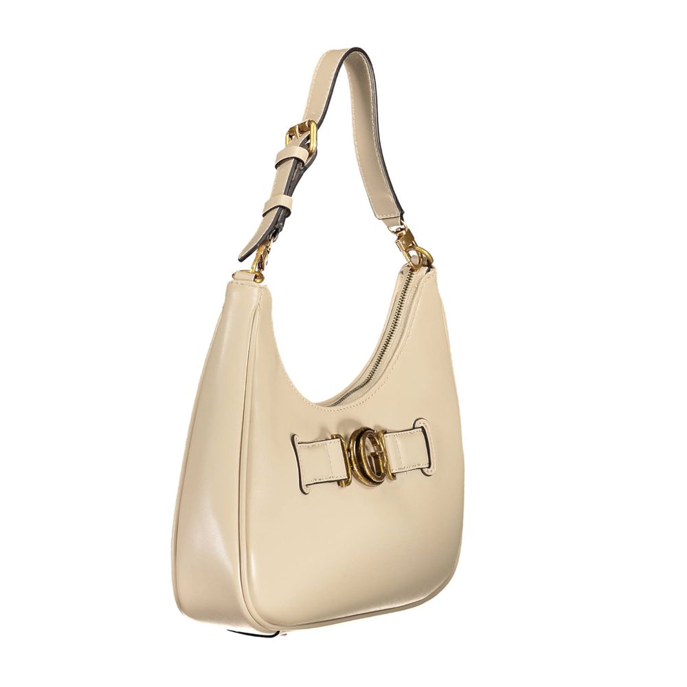 Beige Polyurethane Women's Shoulder Bag